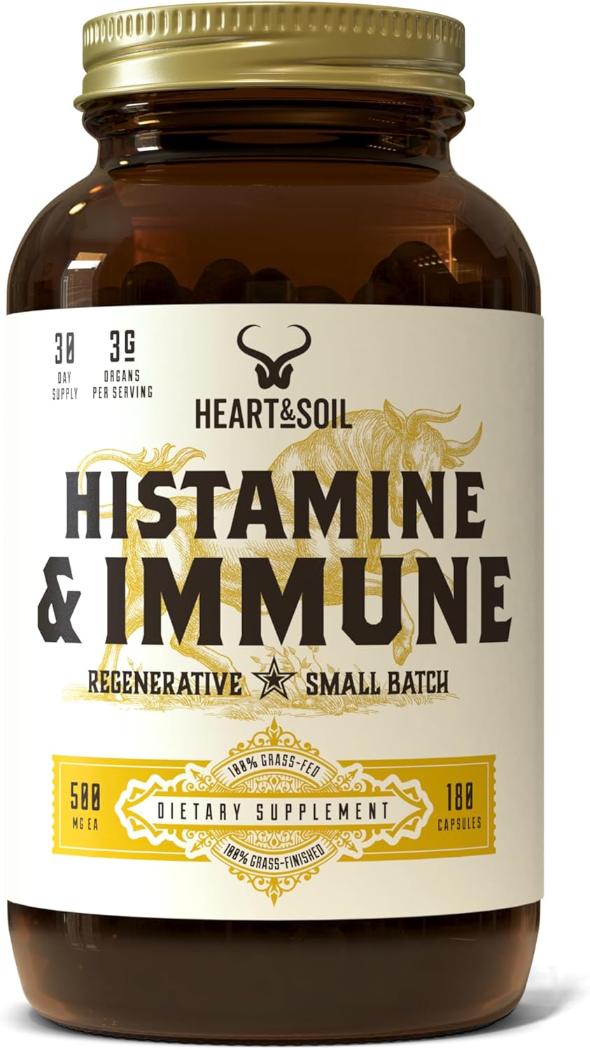 Histamine & Immune Support Supplement with Selenium, Vitamin A, and Peptides - 180 Capsules