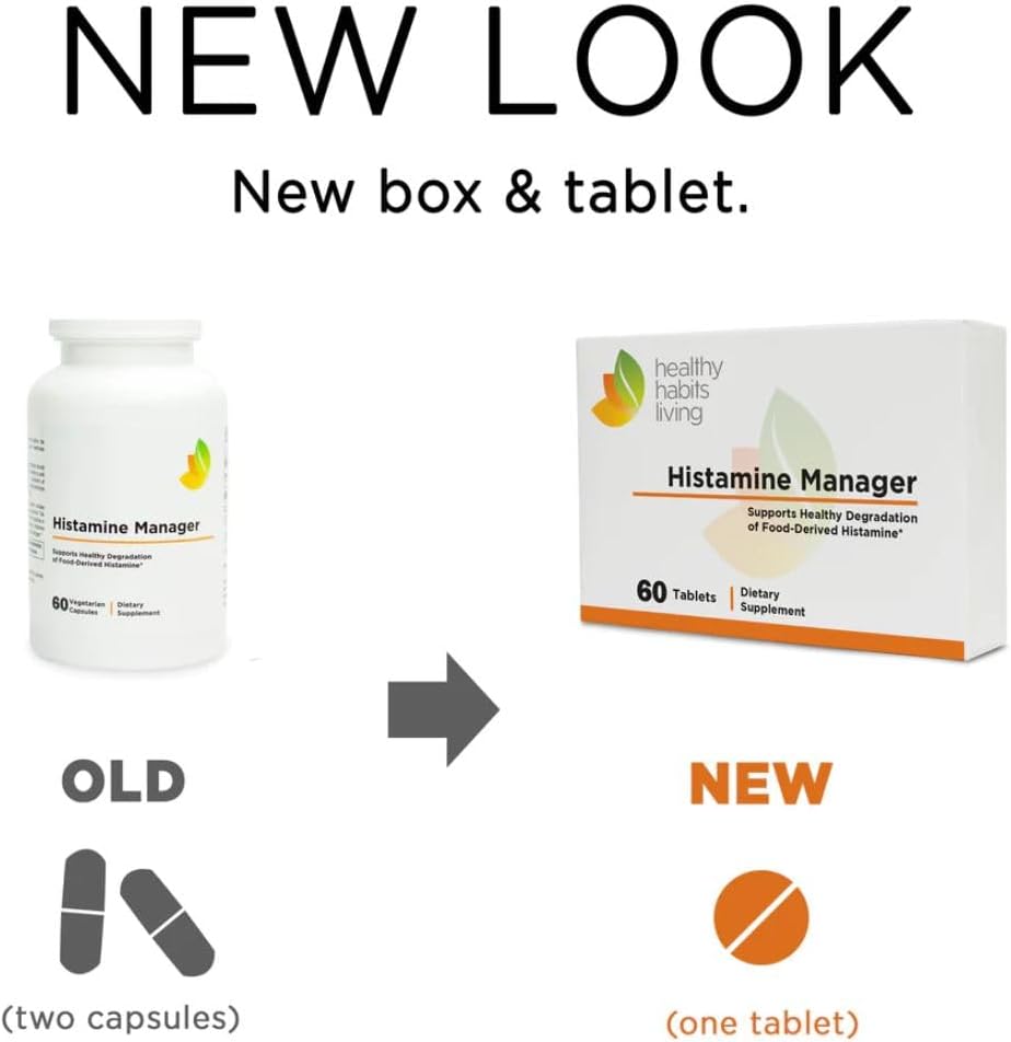 Histamine Manager with 20,000 HDU of Diamine Oxidase DAO - Digestive Enzyme for Food-Derived Histamine Intolerance - 60 Tablets