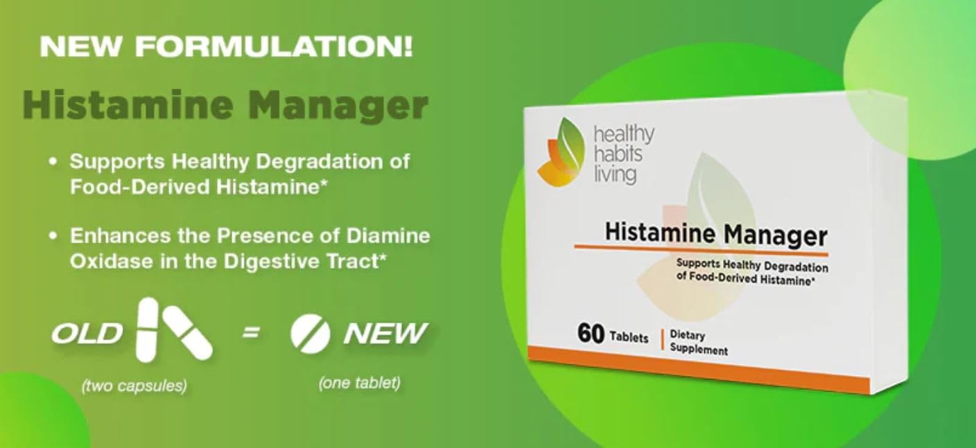 Histamine Manager with 20,000 HDU of Diamine Oxidase DAO - Digestive Enzyme for Food-Derived Histamine Intolerance - 60 Tablets