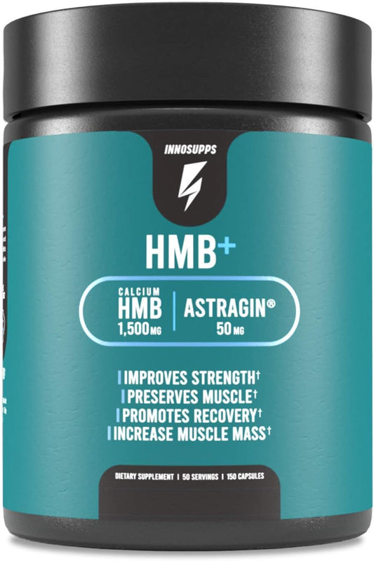 HMB+ Capsules with Astragin for Muscle Preservation & Recovery | 1500mg HMB, Gluten Free - 120 Capsules