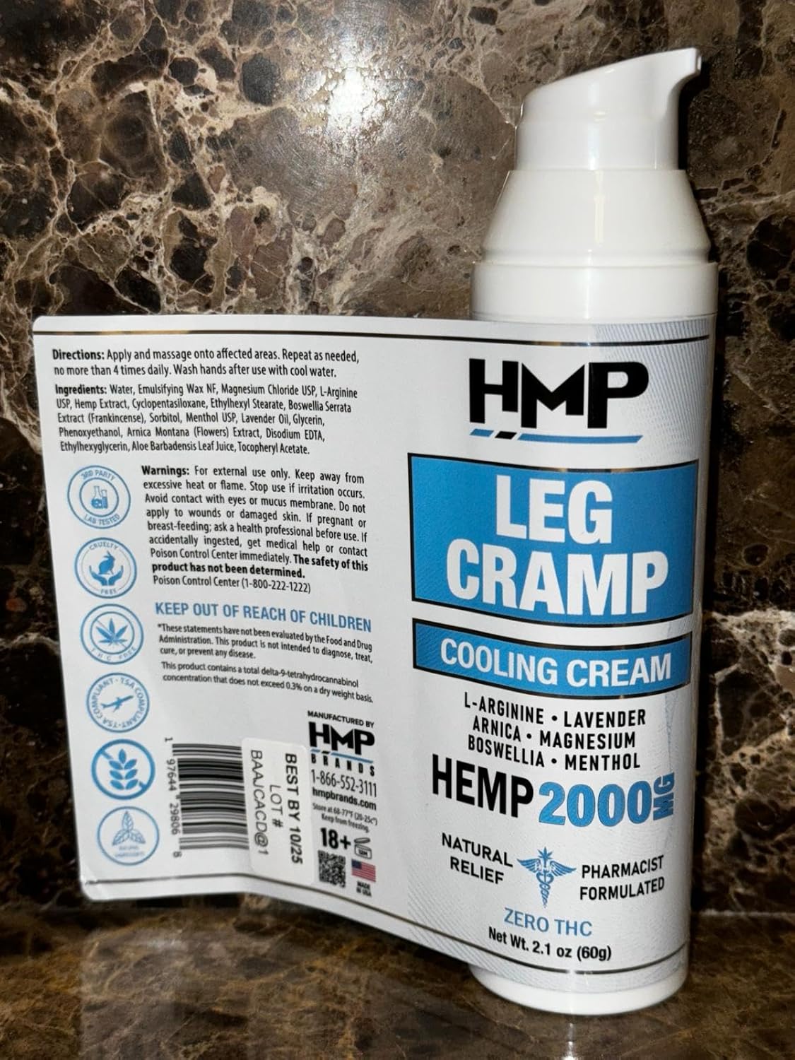 HMP BRANDSmetabolism boosterCream with Magnesium for Leg Cramp Relief - Maximum Strength Formula Made in USA - 2.1oz
