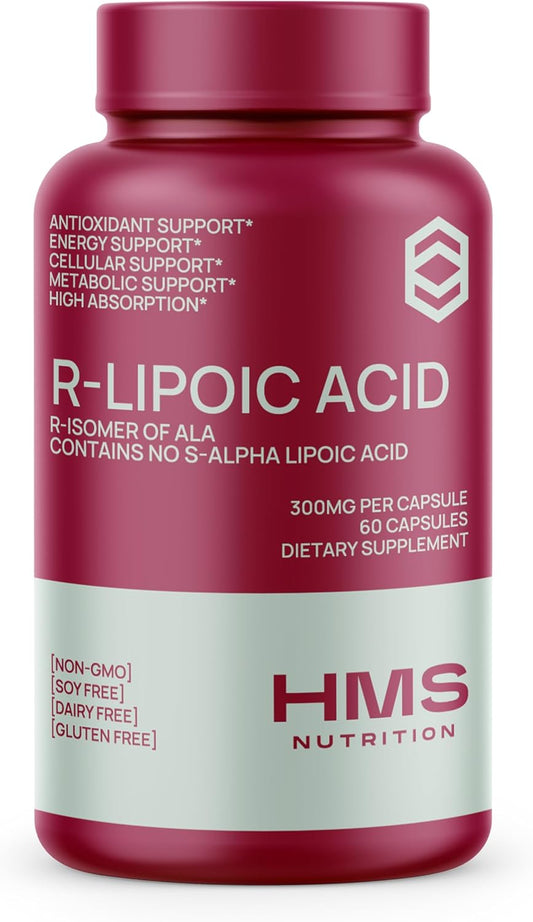 HMS Nutrition R-Lipoic Acid 300mg 60ct - 2 Month Supply - Vegetable Capsules