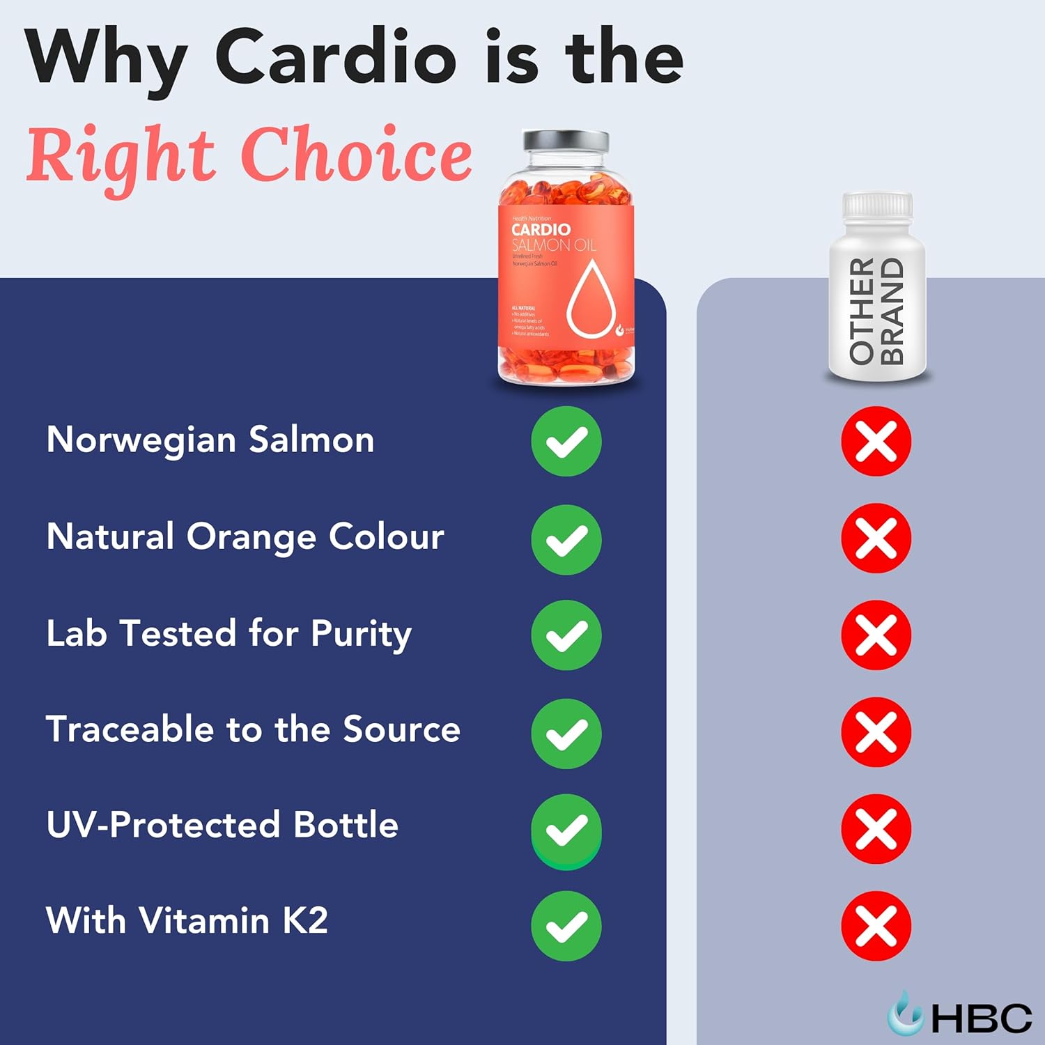 Hofseth BioCare High Strength Omega-3 Fish Oil Capsules - Norwegian Salmon Oil with Vitamin K2, 1000mg EPA & DHA, Burpless - Heart, Brain, Eye, Immunity Support - 90 Count