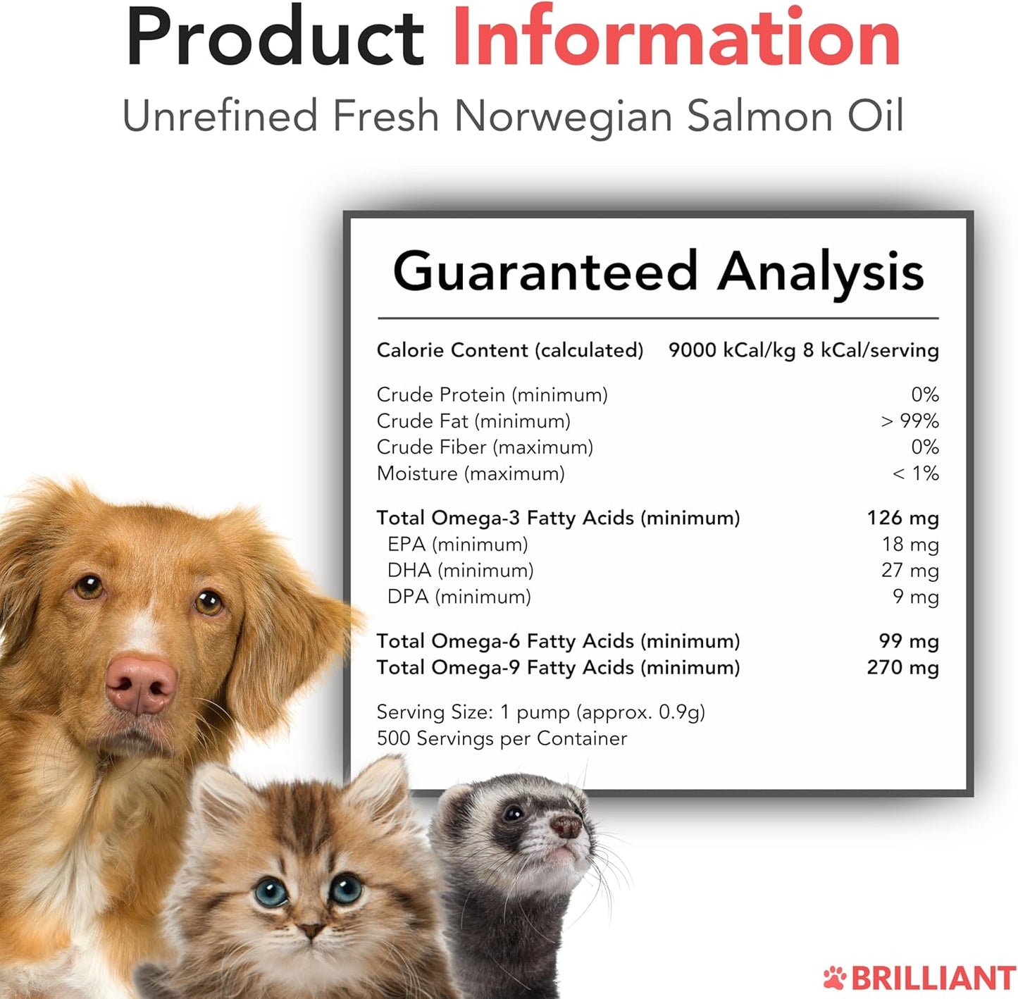 Hofseth BioCare Salmon Oil for Dogs - Omega 3 Fish Oil Supplement for Skin, Coat, Allergies, and Joint Health - 33.8oz