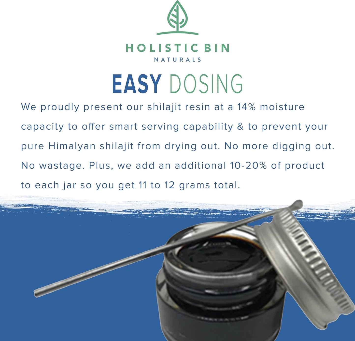 Holistic Bin Pure Himalayan Shilajit Resin - Black Platinum with Fulvic & Humic Acid - Easy Mixing, Trace Minerals - Includes Spoon