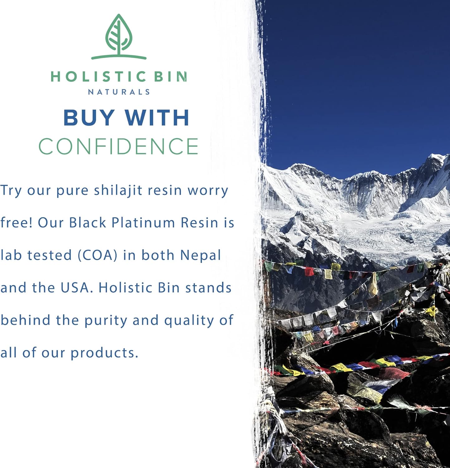 Holistic Bin Pure Himalayan Shilajit Resin - Black Platinum with Fulvic & Humic Acid - Easy Mixing, Trace Minerals - Includes Spoon