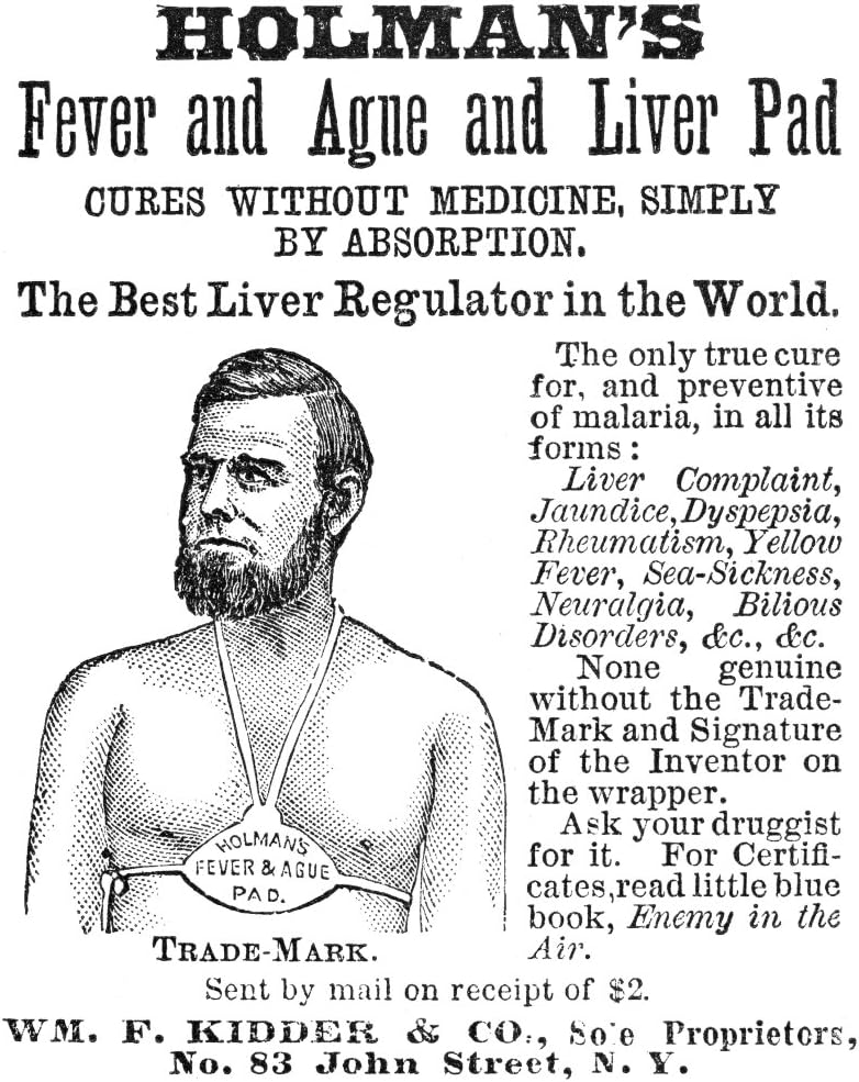 Holman's Fever and Ague Liver Pad Ad 1876 N. American Patent Medicine 18x24 Poster Print