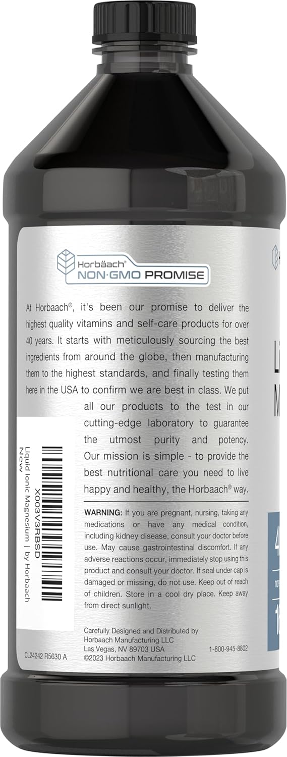 Horbäach Liquid Magnesium Supplement 400mg | 16 oz | Vegetarian, Non-GMO & Gluten-Free Formula