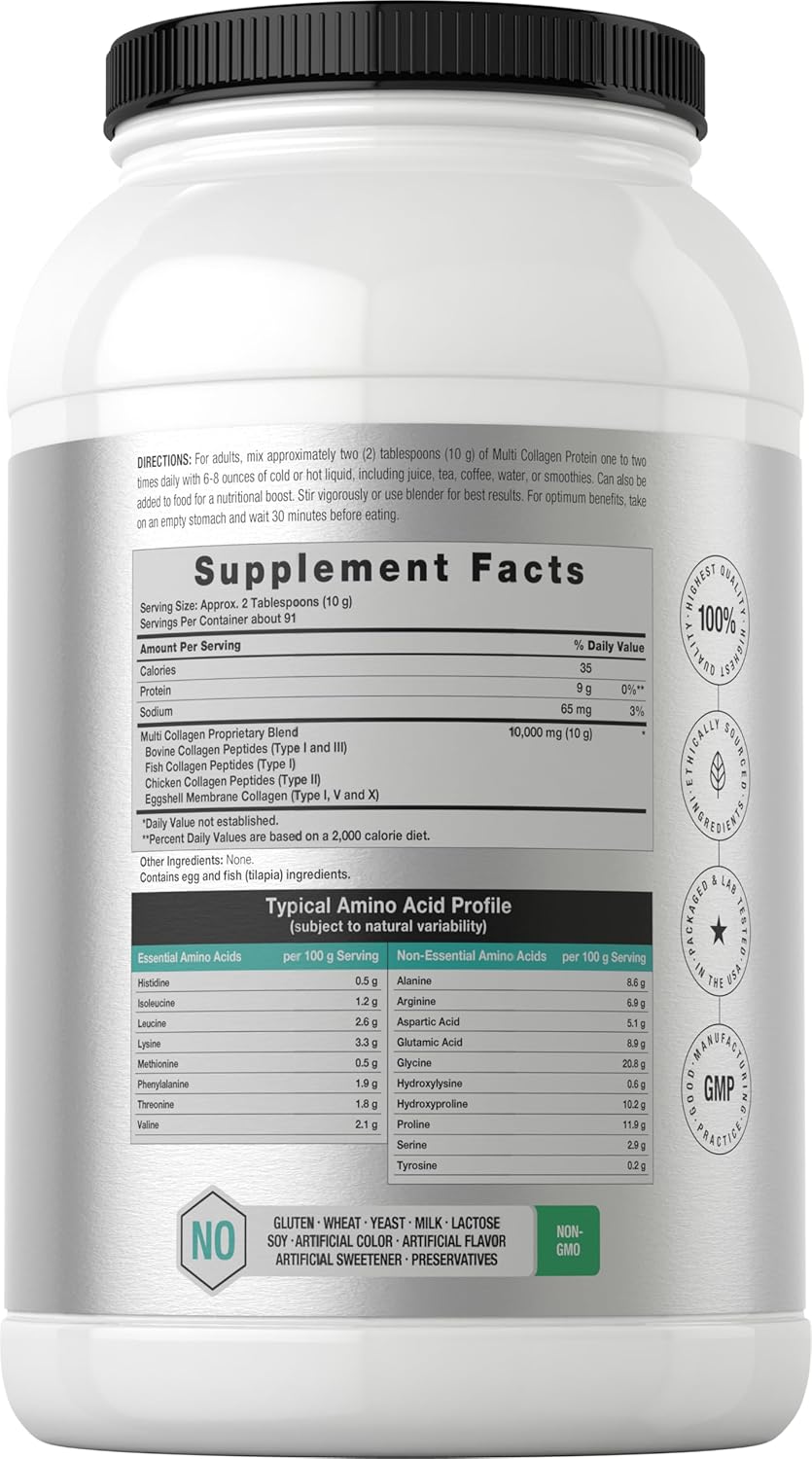 Horbäach Multi Collagen Protein Powder 32 oz | Hydrolyzed Collagen Peptides | Type I, II, III, V, X | Keto & Paleo Friendly | Unflavored & Gluten Free
