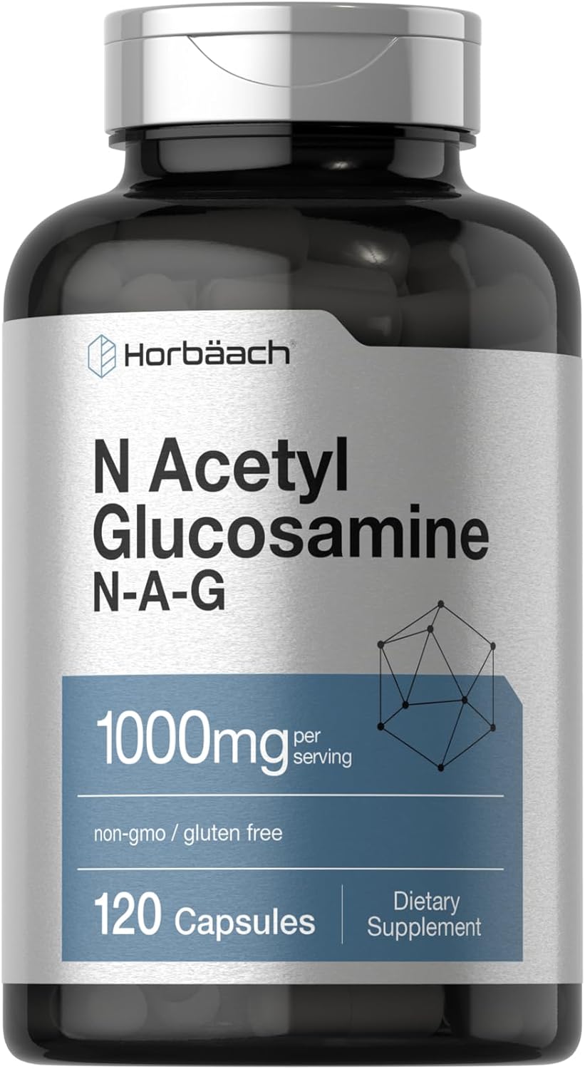 Horbäach N-Acetyl Glucosamine 1000mg Capsules - 120 Count - Non-GMO & Gluten Free N-A-G Supplement