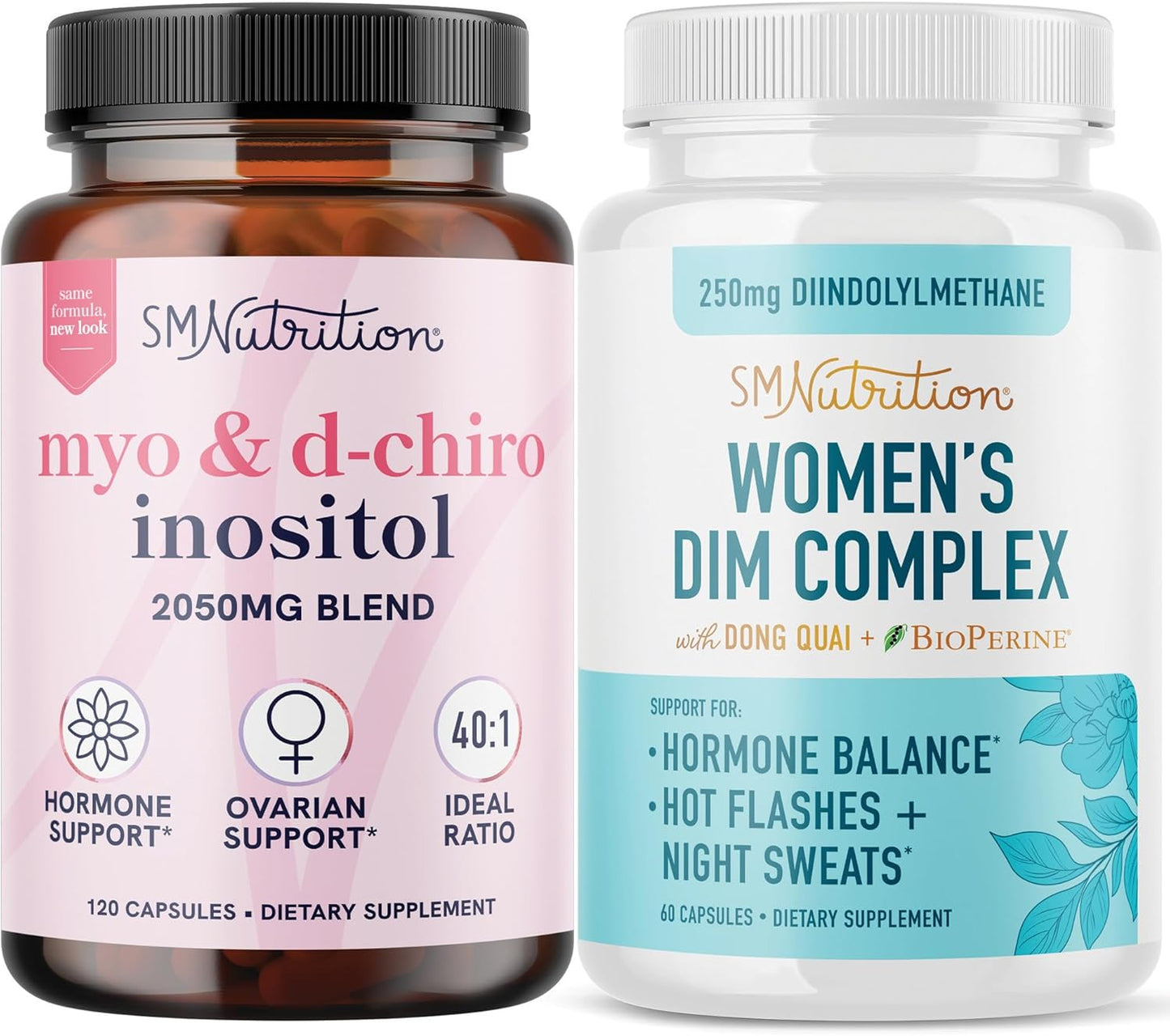 Hormone Balance Bundle for Women: DIM & Inositol Supplements - 30 Servings of 40:1 Ratio Inositol, 60 Servings of 250mg DIM Supplement