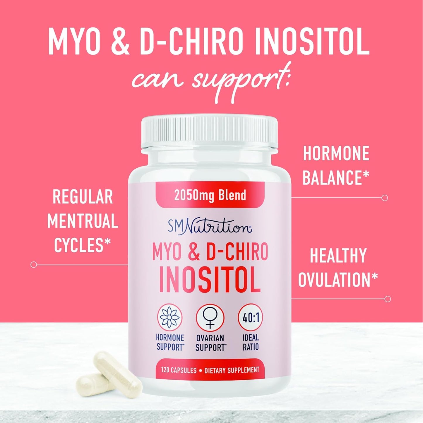Hormone Balance Bundle for Women: DIM & Inositol Supplements - 30 Servings of 40:1 Ratio Inositol, 60 Servings of 250mg DIM Supplement