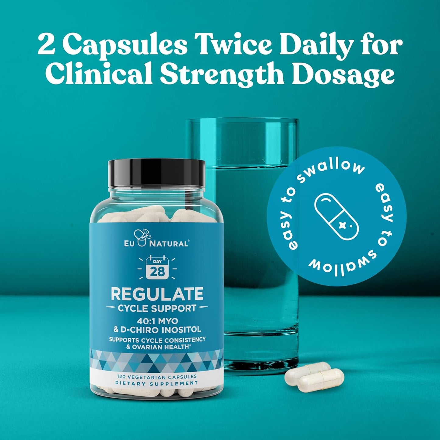 Hormone Balance for Women - Myo-Inositol & D-Chiro Inositol Supplement - Menstrual & Ovulation Support - 120 Vegan Capsules