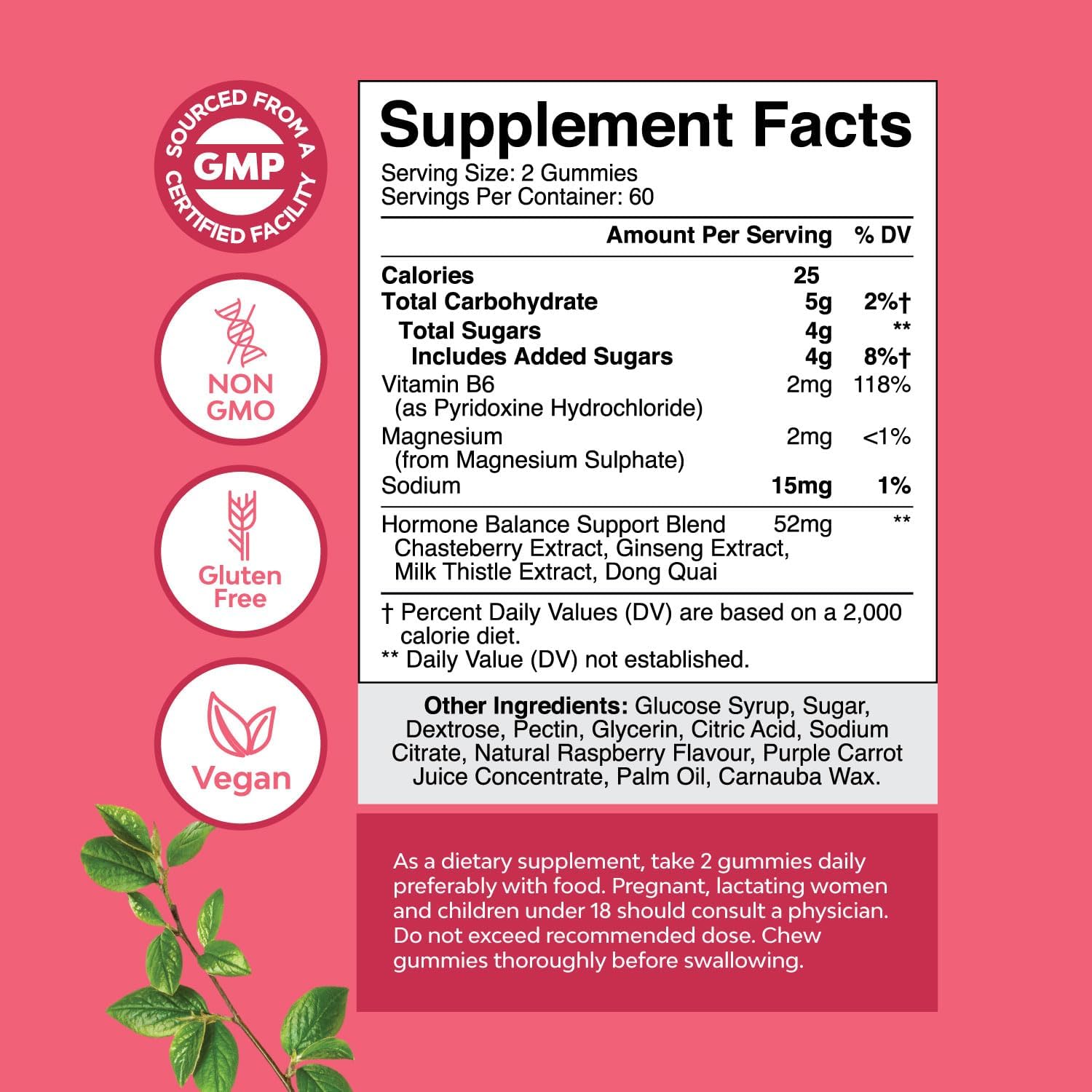 Hormone Balance Gummies for Women - PMS and Menopause Support with Vitamin B6 and Dong Quai - Mood and Cycle Support Supplement