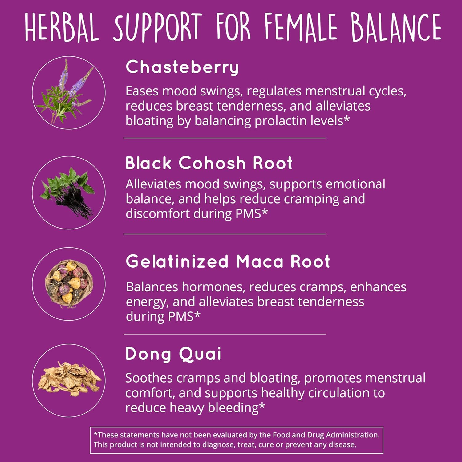 Hormone Balance & PMS Support Supplement for Women - Menopause Relief with Chasteberry, Black Cohosh, Dong Quai | Vegan, Non-GMO - 60 Ct