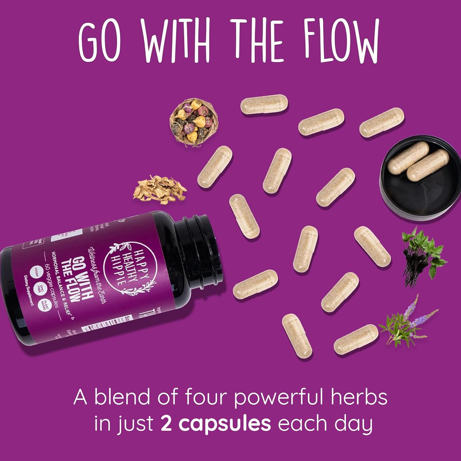 Hormone Balance & PMS Support Supplement for Women - Menopause Relief with Chasteberry, Black Cohosh, Dong Quai | Vegan, Non-GMO - 60 Ct