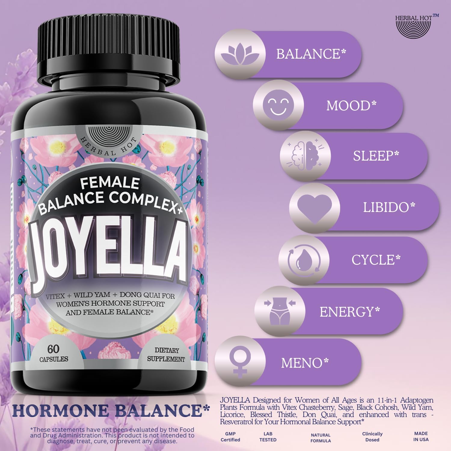 Hormone Balance Supplement for Women with Vitex Chasteberry, Black Cohosh, Dong Quai, and Wild Yam Root - 60 Capsules for Mood and Hormone Harmony in USA