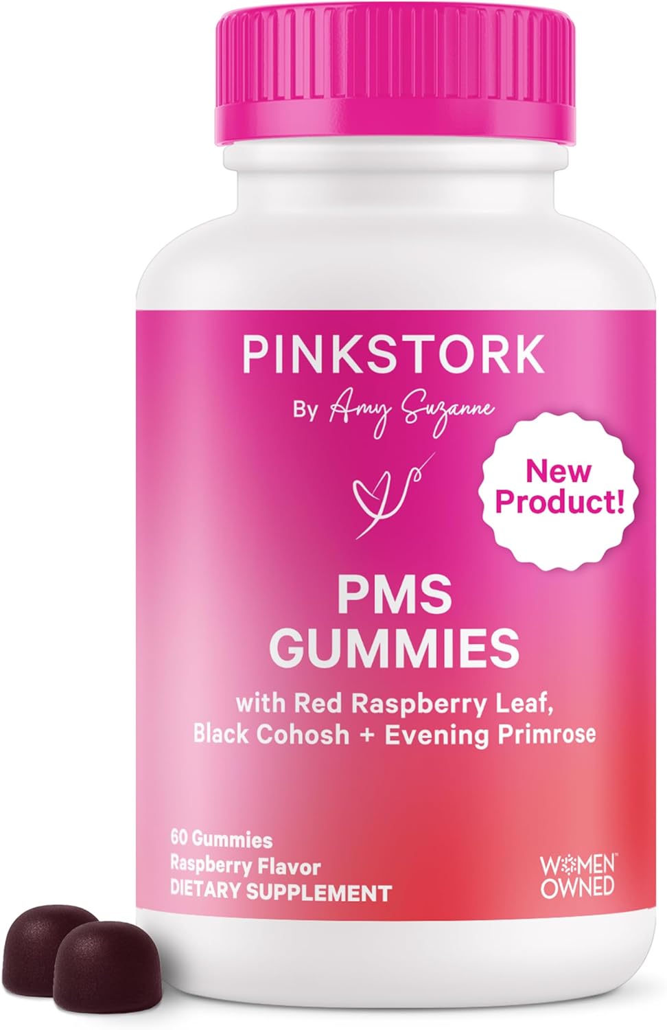 Hormone Balance Support Gummies with Red Raspberry Leaf & Black Cohosh - 60 Plant-Based Berry Gummies for Period & PMS - Reduce Bloating, Acne & Cravings