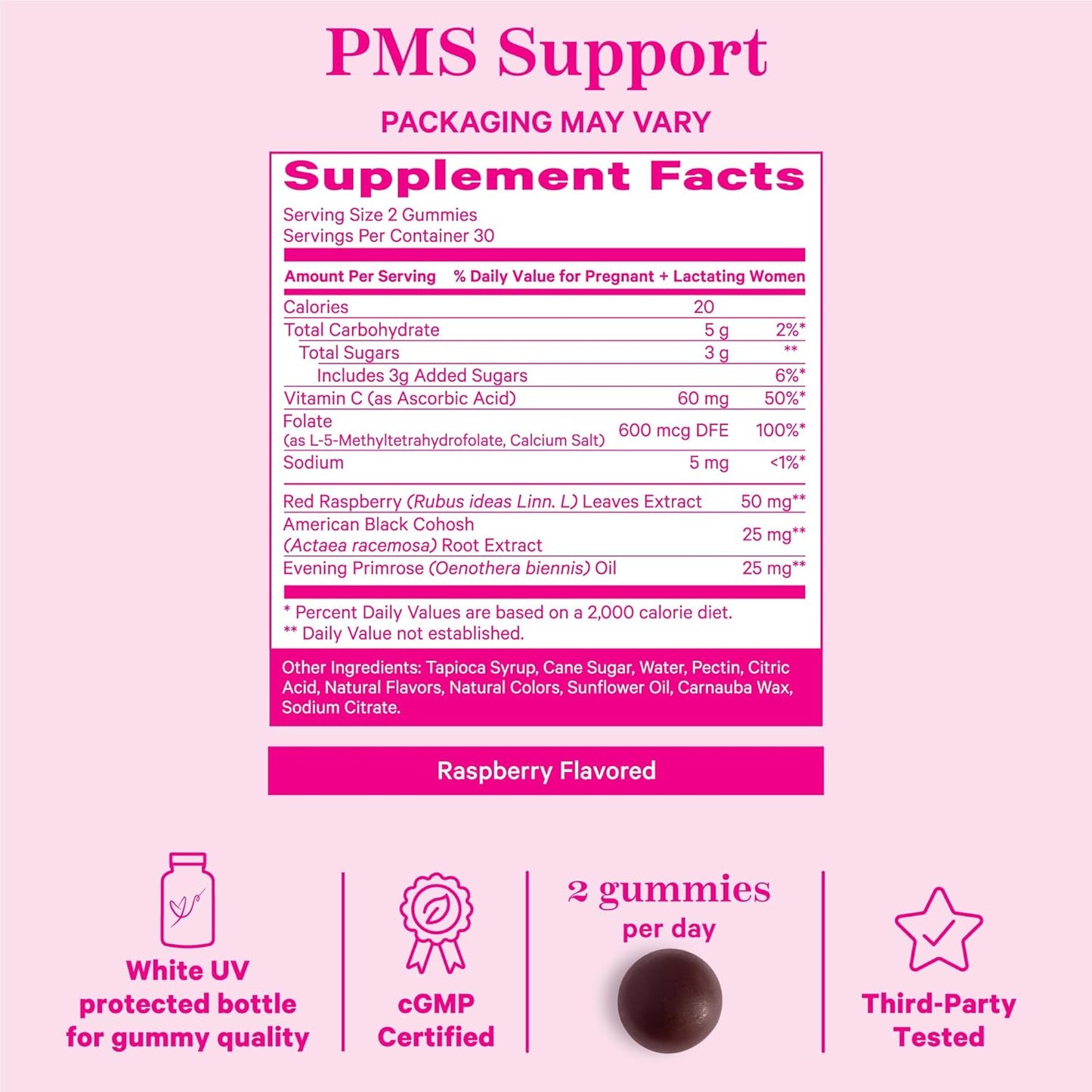 Hormone Balance Support Gummies with Red Raspberry Leaf & Black Cohosh - 60 Plant-Based Berry Gummies for Period & PMS - Reduce Bloating, Acne & Cravings