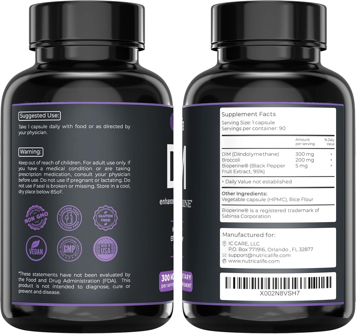Hormone Balance Support Supplement 300mg - Diindolylmethane with Broccoli & BioPerine - Menopause Relief & Acne Control - 90 Capsules