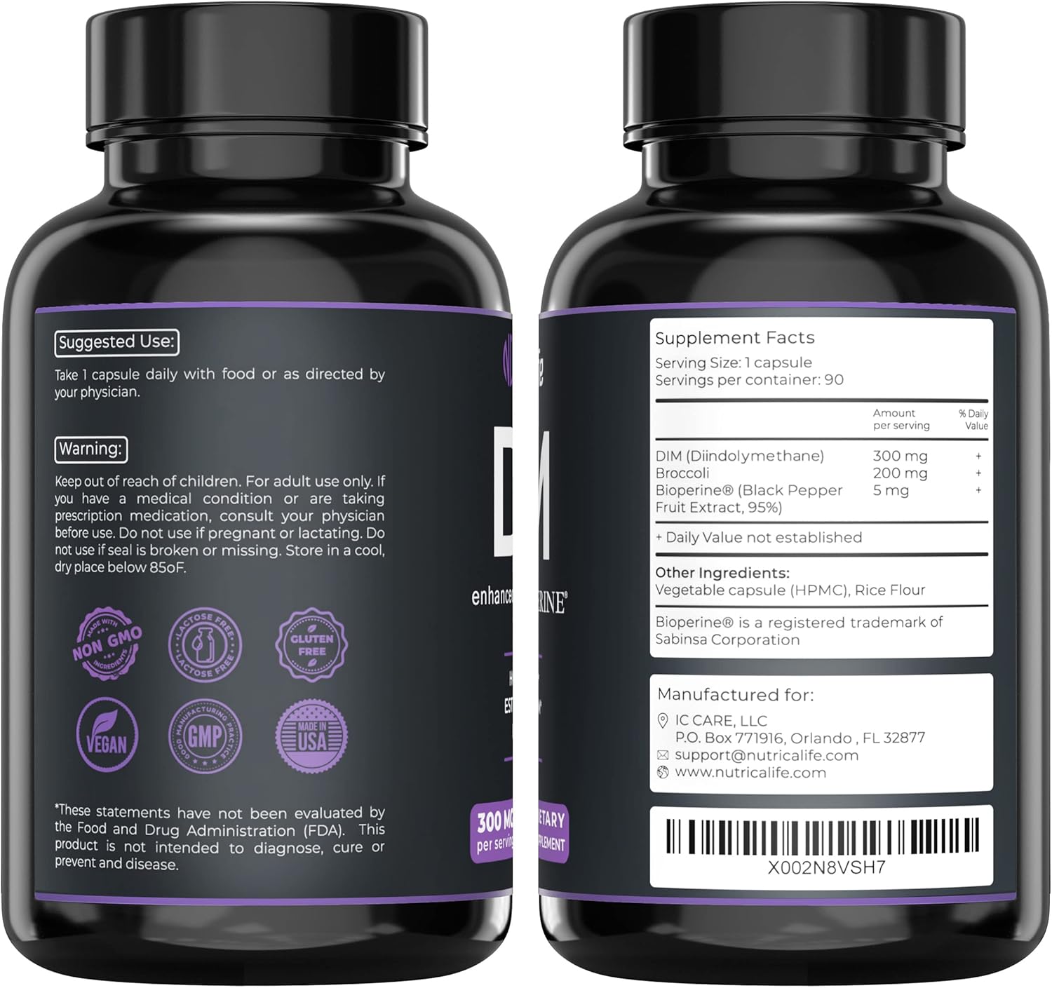 Hormone Balance Support Supplement 300mg - Diindolylmethane with Broccoli & BioPerine - Menopause Relief & Acne Control - 90 Capsules