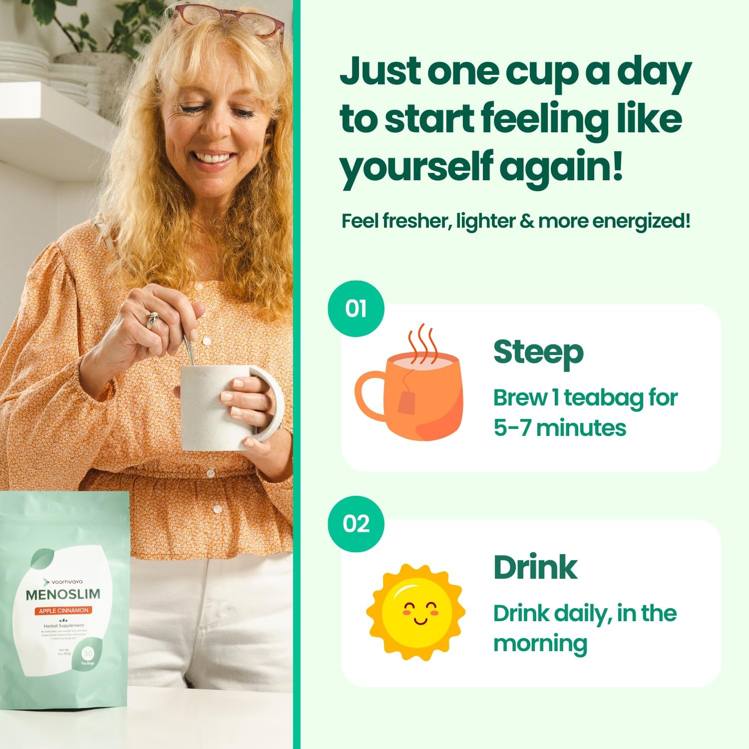 Hormone Balance Tea for Women - Menopause Relief Tea for Bloating, Hot Flashes, Night Sweats - Acai Berry Flavor - 30 Teabags