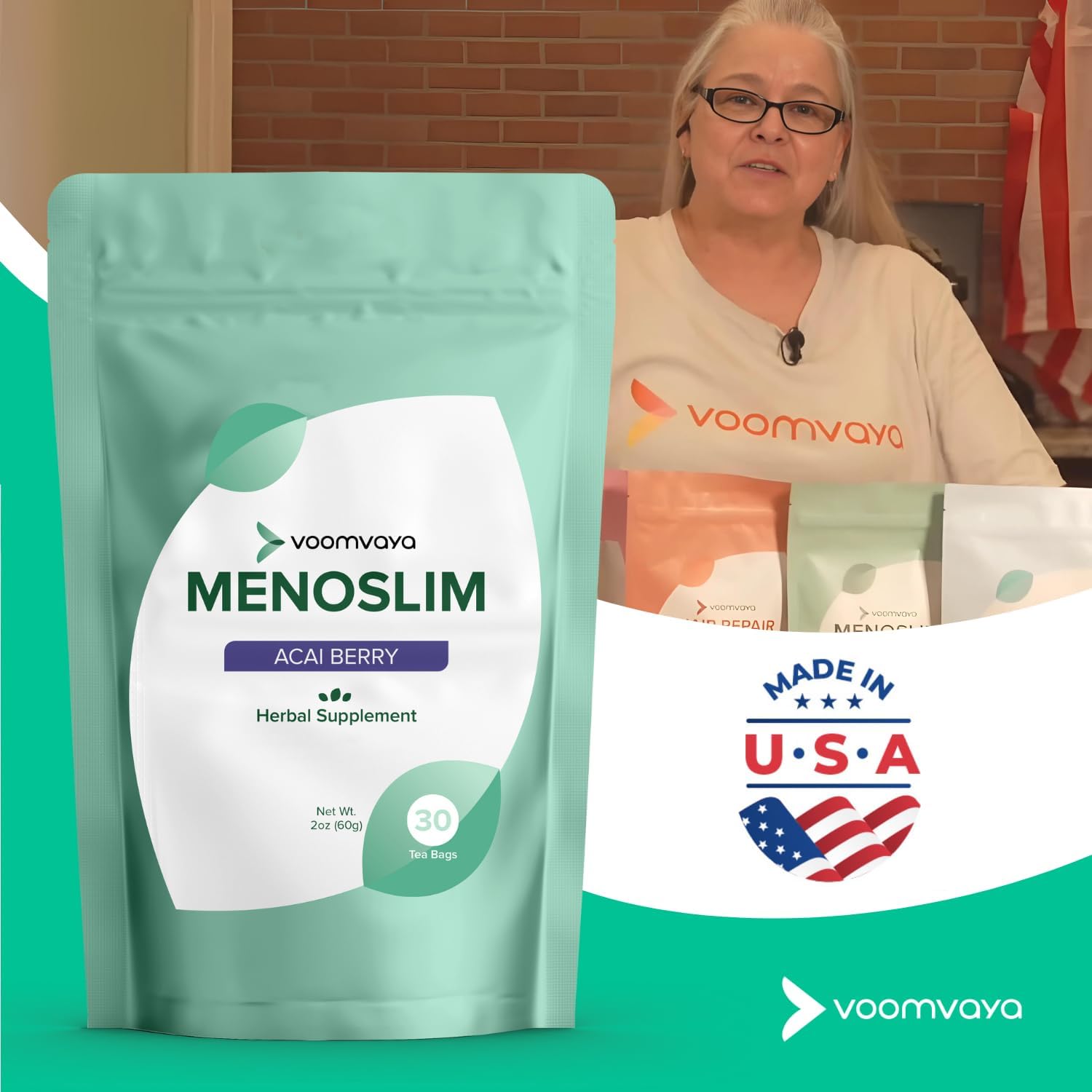 Hormone Balance Tea for Women - Menopause Relief Tea for Bloating, Hot Flashes, Night Sweats - Acai Berry Flavor - 30 Teabags