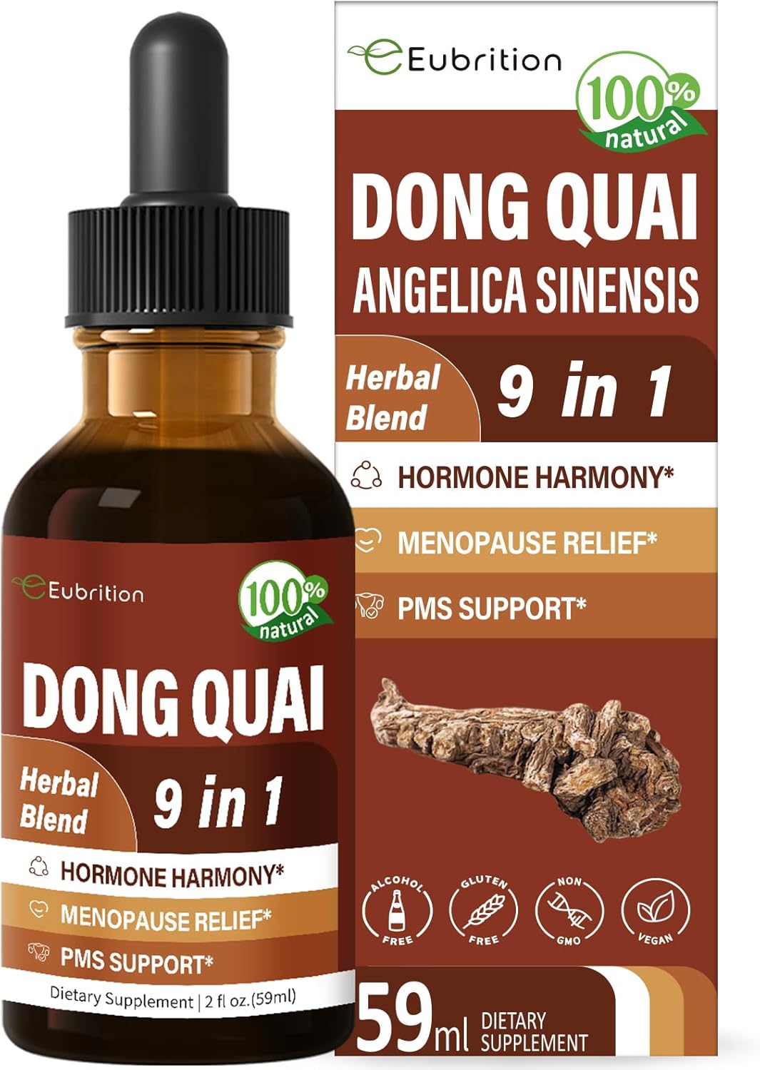 Hormone Harmony Dong Quai Liquid Supplement for Women - Menopause & PMS Relief, Red Clover & Fenugreek Herbal Blend Drops