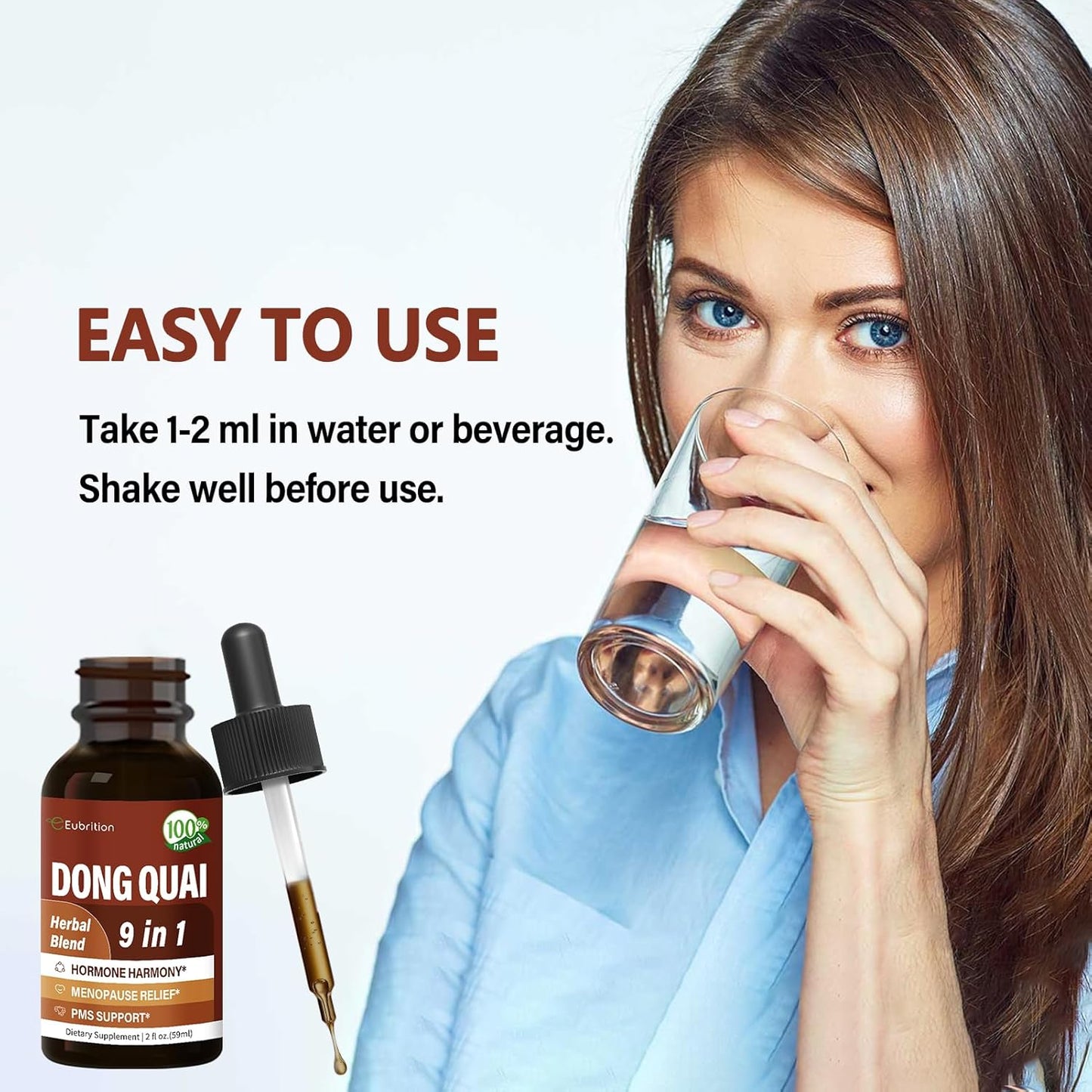 Hormone Harmony Dong Quai Liquid Supplement for Women - Menopause & PMS Relief, Red Clover & Fenugreek Herbal Blend Drops