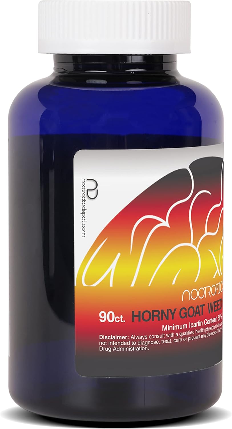 Horny Goat Weed Capsules 200mg - 90 Count | High Icariin Content | Epimedium brevicornum Supplement