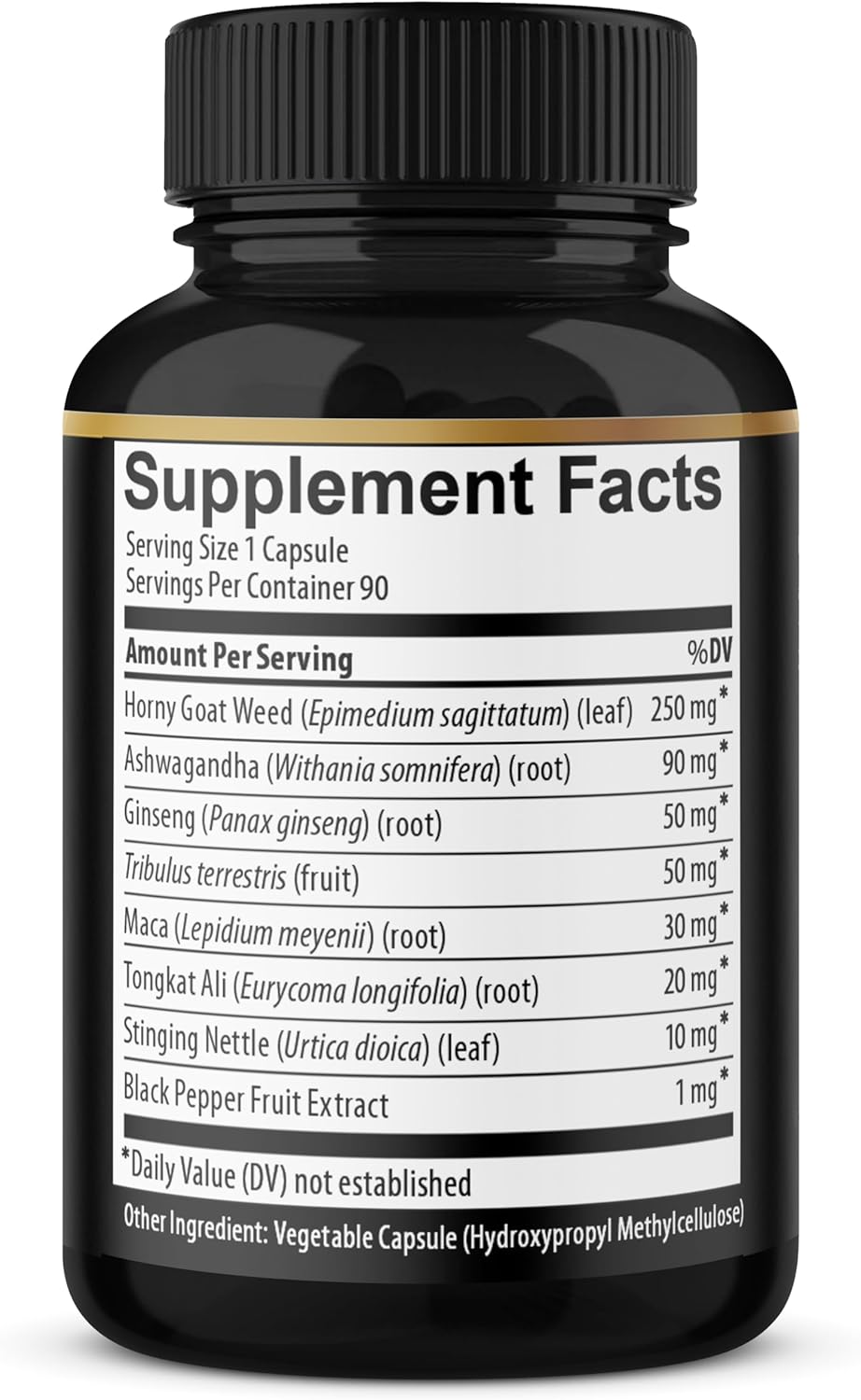 Horny Goat Weed Capsules with Maca, Ginseng, Tribulus Terrestris, Ashwagandha, Black Pepper - 90 Count, 3 Month Supply