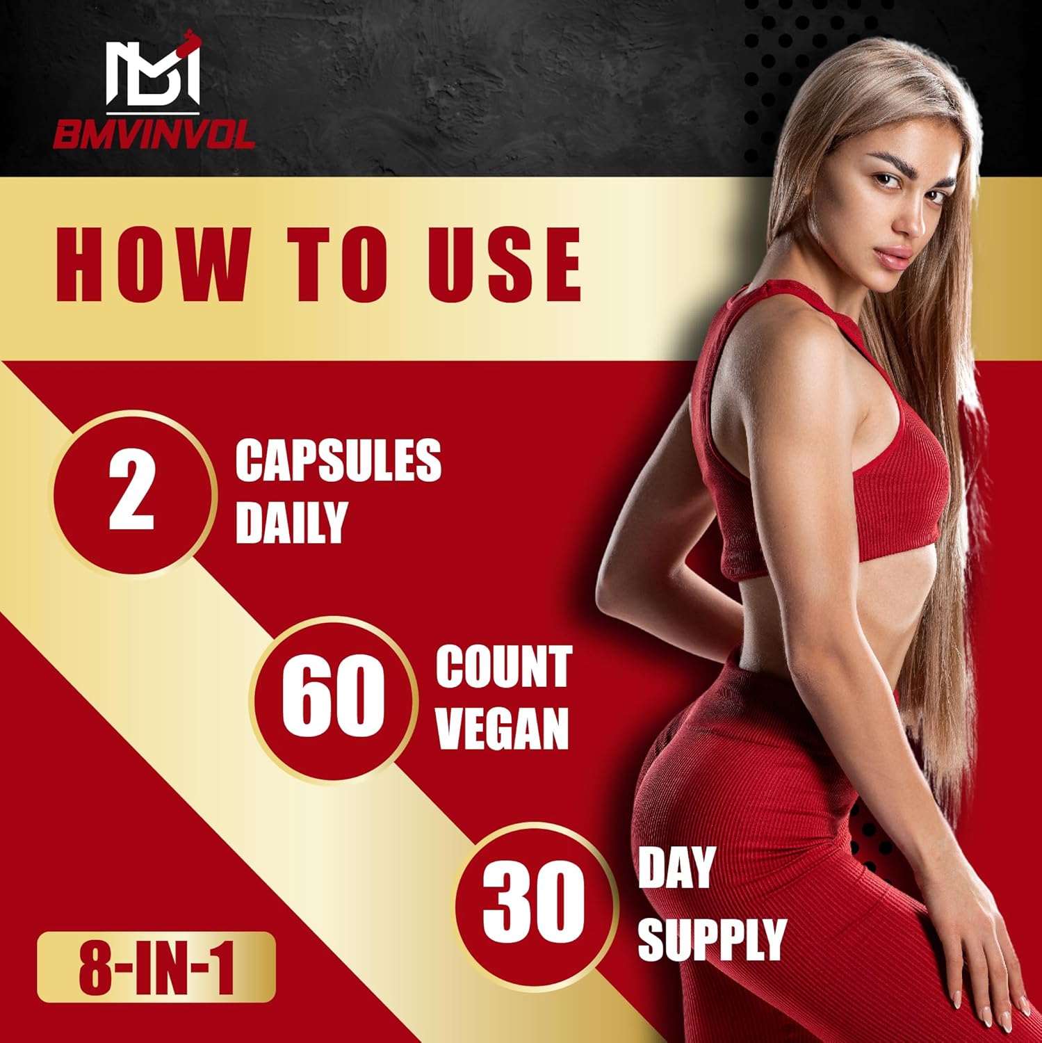 Horny Goat Weed Capsules with Tribulus, Ginseng, Ashwagandha, Maca, Tongkat Ali, Nettle, Black Pepper - 60 Count by BMVINVOL