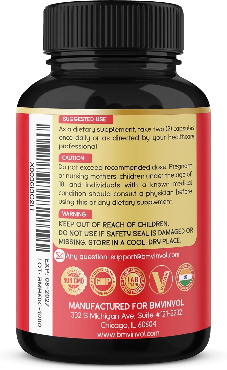 Horny Goat Weed Capsules with Tribulus, Ginseng, Ashwagandha, Maca, Tongkat Ali, Nettle, Black Pepper - 60 Count by BMVINVOL