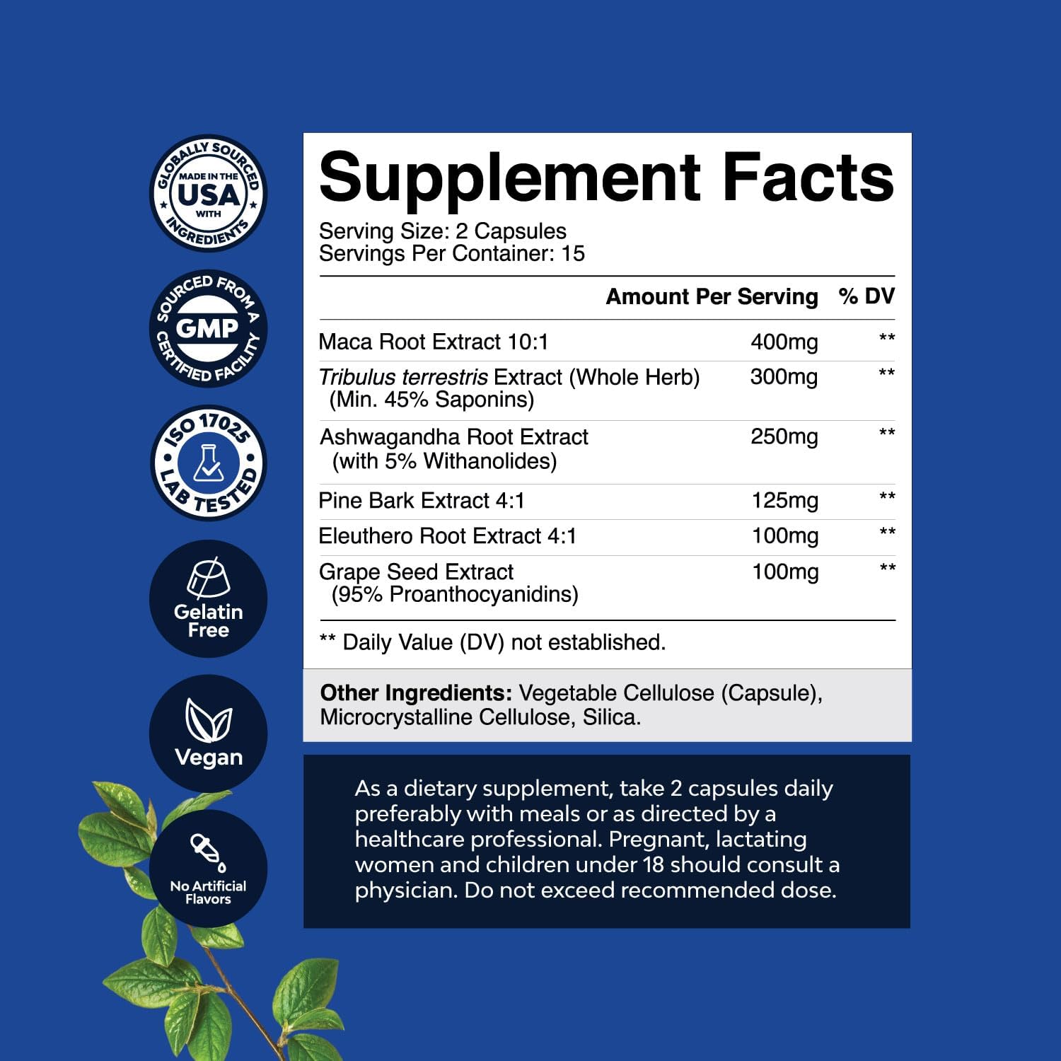 Horny Goat Weed Extract and Black Maca Root Capsules Bundle - Energy and Stamina Boost for Men and Women