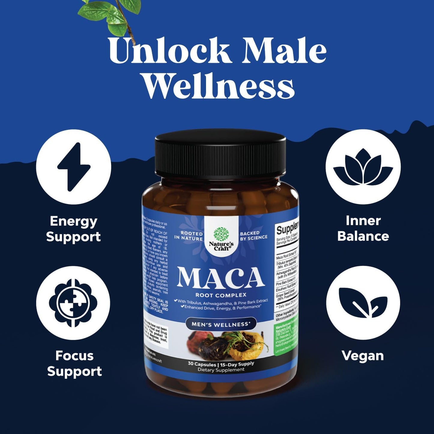 Horny Goat Weed Extract and Black Maca Root Capsules Bundle - Energy and Stamina Boost for Men and Women