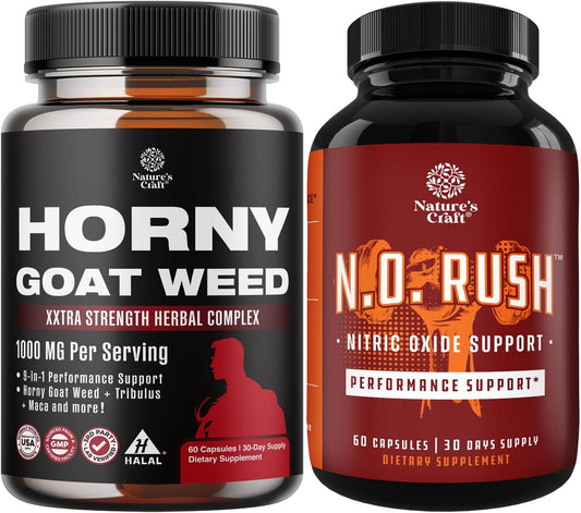 Horny Goat Weed Extract Complex with Nitric Oxide Supplement for Men - Tribulus, Saw Palmetto, L-Arginine, Tongkat Ali, and Beet Root - Energizing Pills