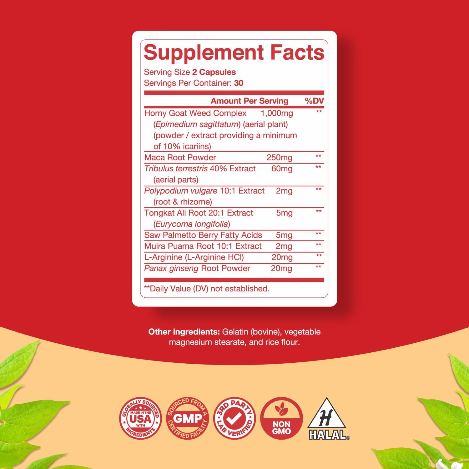 Horny Goat Weed Extract with Maca Powder for Immune Support and Stamina - Energy Booster for Men and Women - 60 Capsules