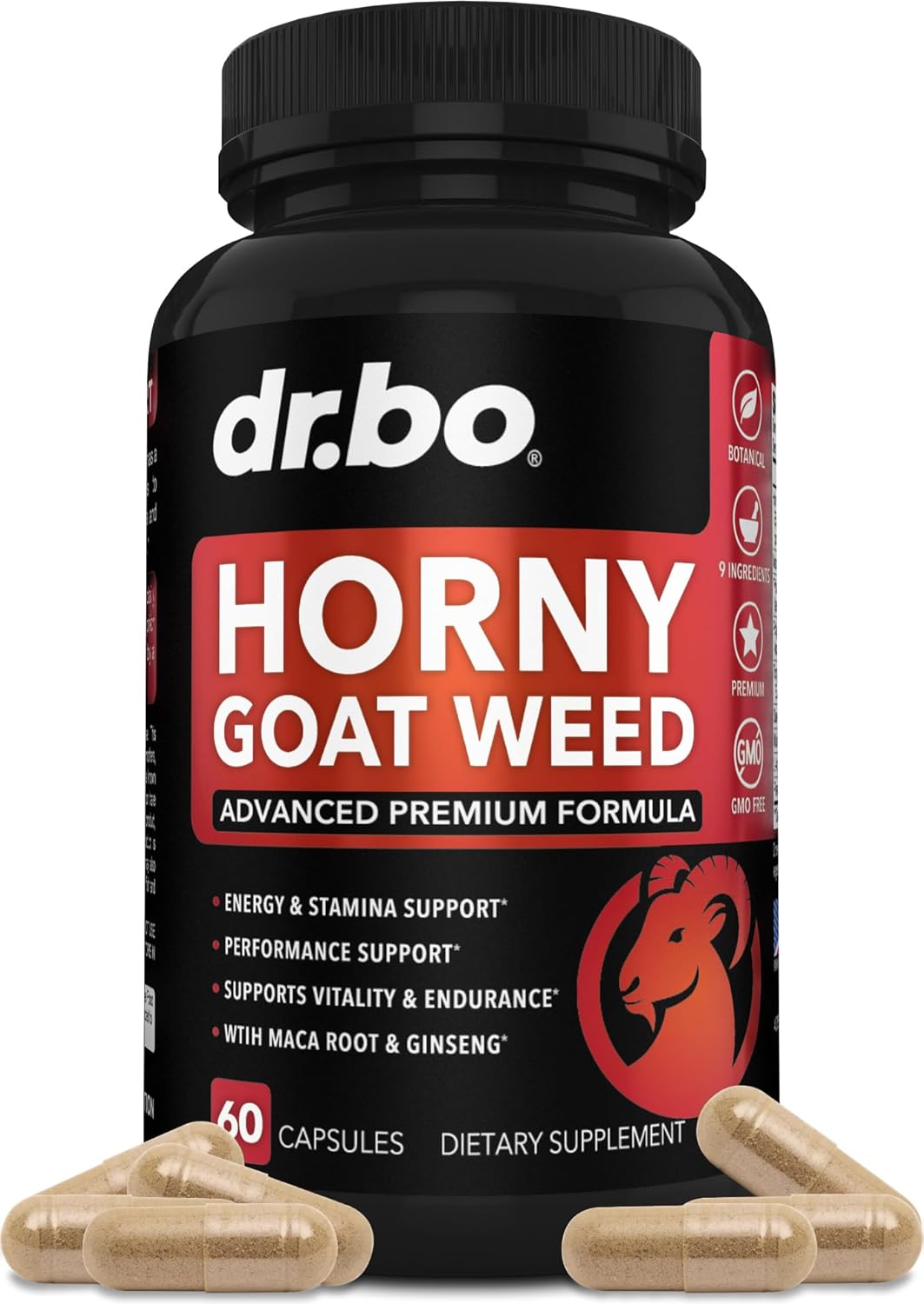 Horny Goat Weed Max Male Enhancement Pills for Men & Women - 1590mg Maca Root, Tribulus, L Arginine, Ginseng - Boost Stamina & Performance - 60 Capsules