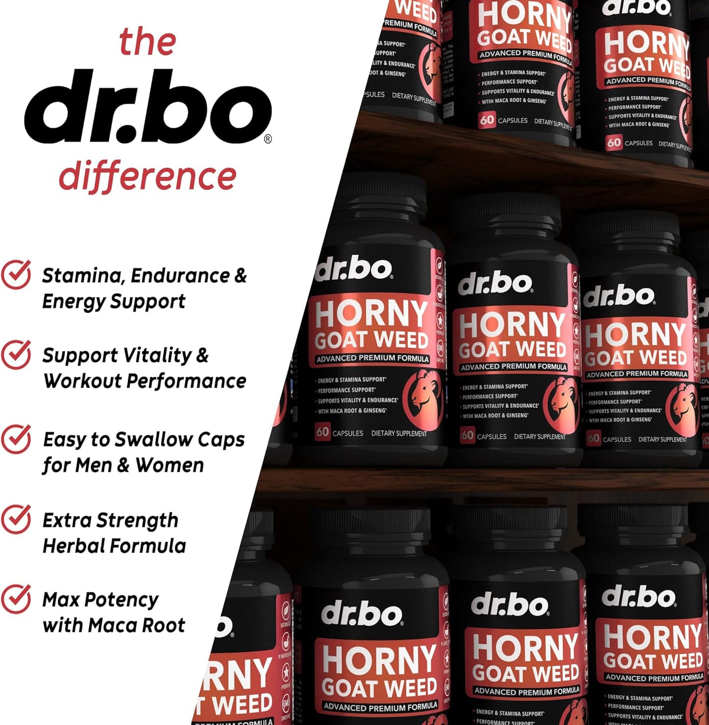 Horny Goat Weed Max Male Enhancement Pills for Men & Women - 1590mg Maca Root, Tribulus, L Arginine, Ginseng - Boost Stamina & Performance - 60 Capsules