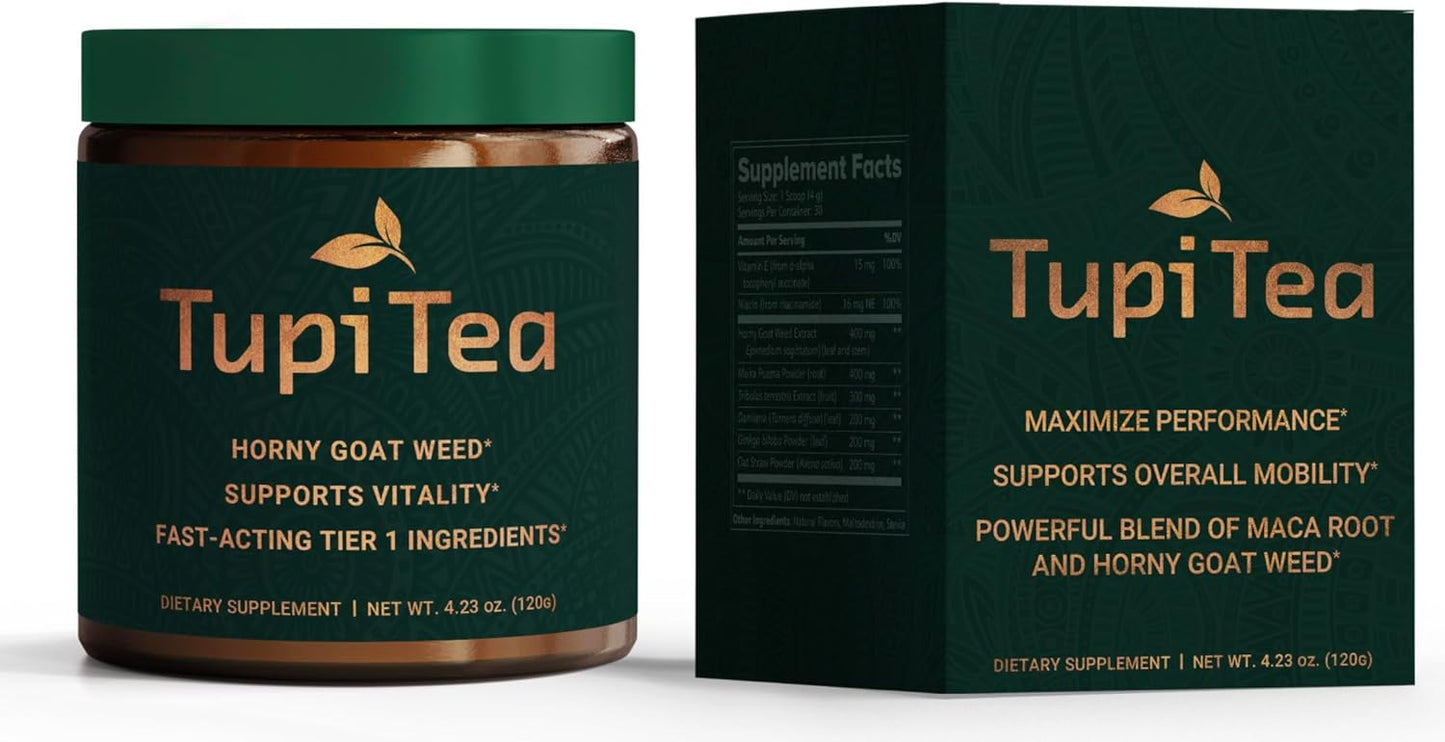 Horny Goat Weed Powder with Maca Root, Tribulus Terrestris & Muira Puama for Energy Boost & Wellness Support