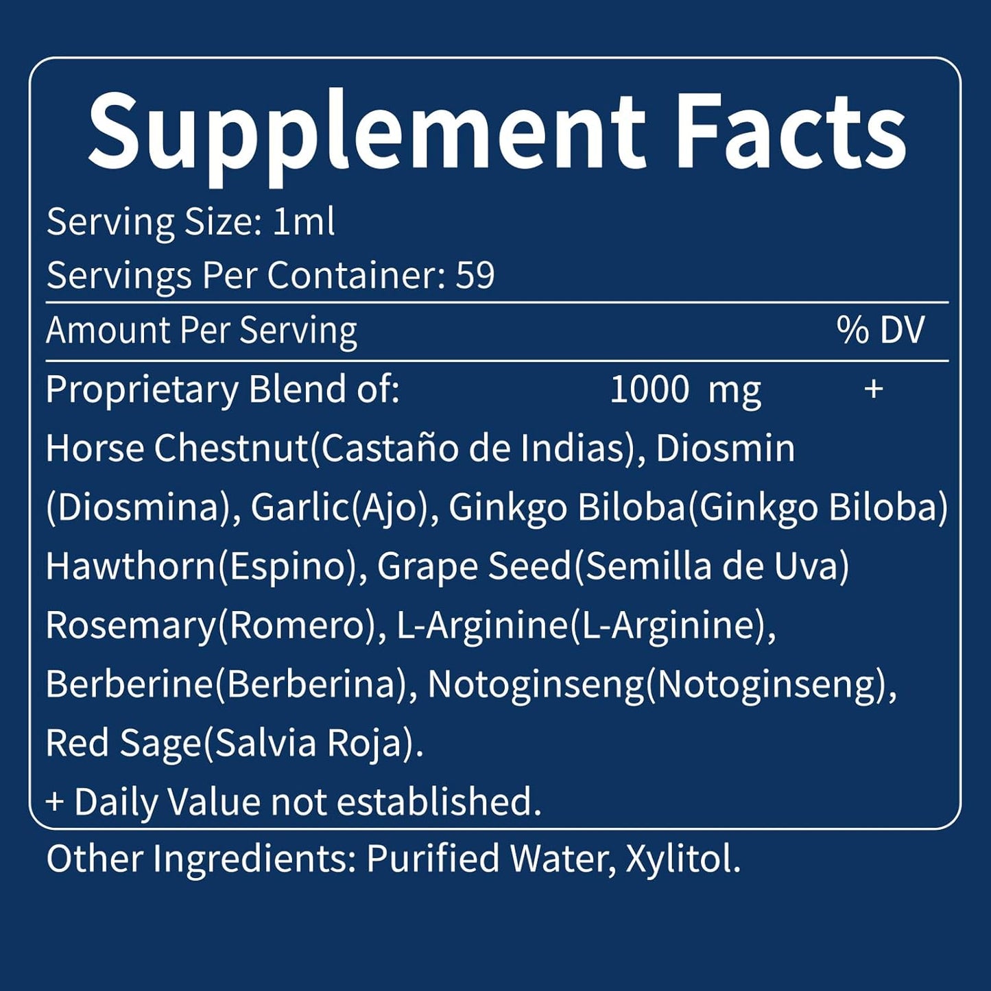 Horse Chestnut & Diosmin Liquid Drops for Circulation & Varicose Veins - Nitric Oxide Supplement for Heart Health - 2 oz