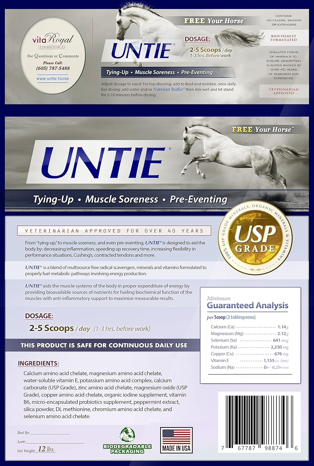 Horse Inflammatory, Muscle, and Joint Support Supplement - UNTIE - 100% Absorbable - 12 lbs.