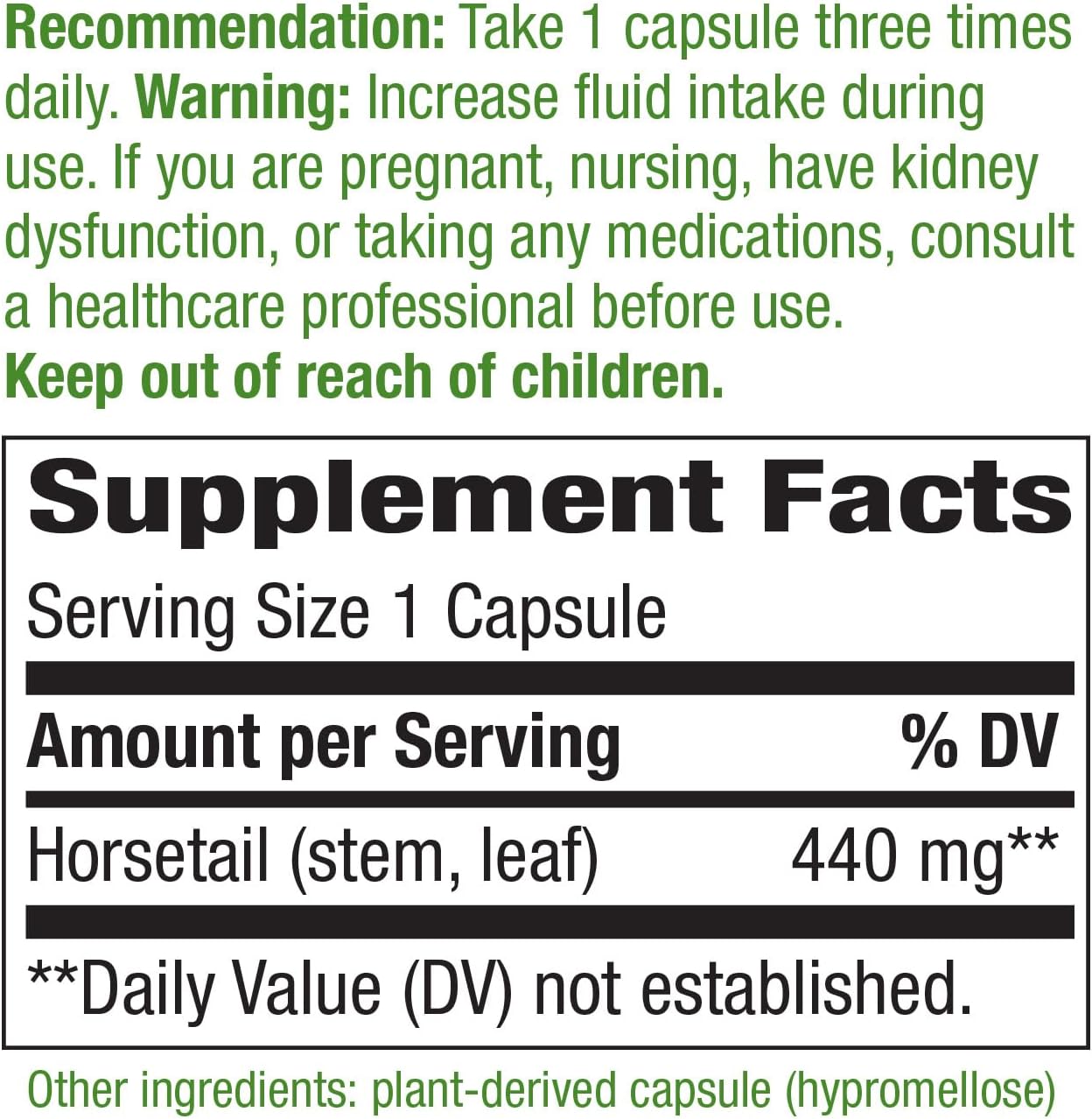 Horsetail Supplement Capsules, 400 Count - Supports Joint and Bone Health, Silica-Rich Multivitamin Supplement for Hand Sanitizer Dispenser
