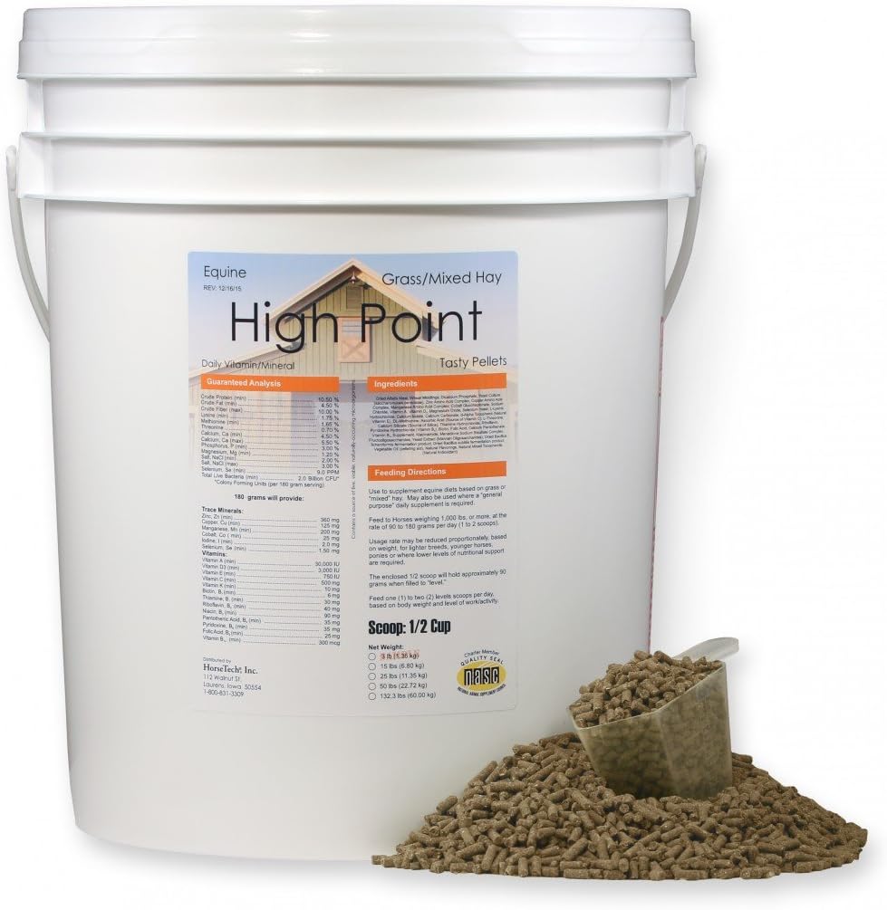 HorseTech High Point Pellets Daily Vitamin Mineral (25 lbs.) - Essential Equine Supplement for Daily Nutrition