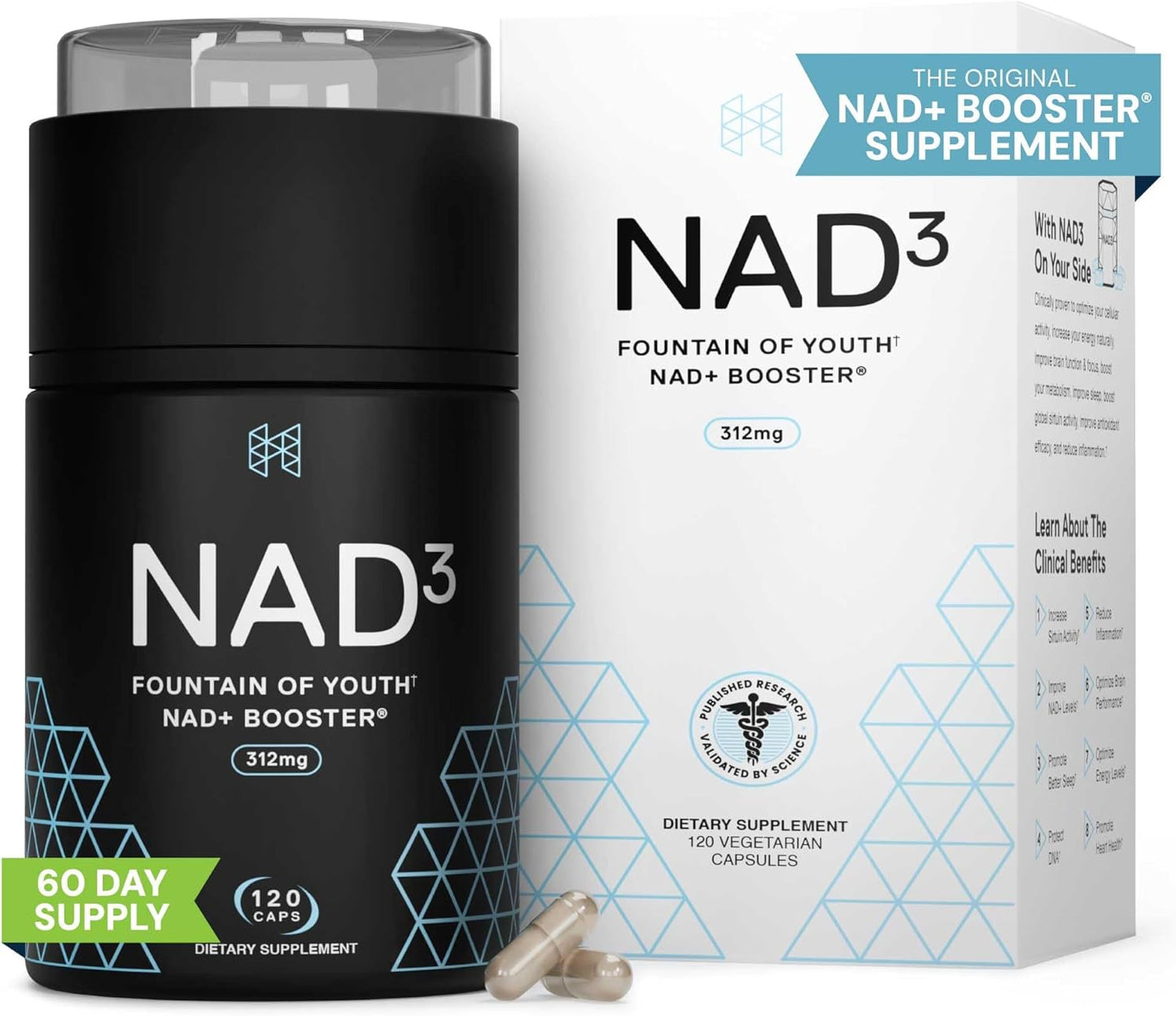 HPN NAD3 NAD+ Booster 2 Month Supply - Metabolic Repair - 120 Capsules