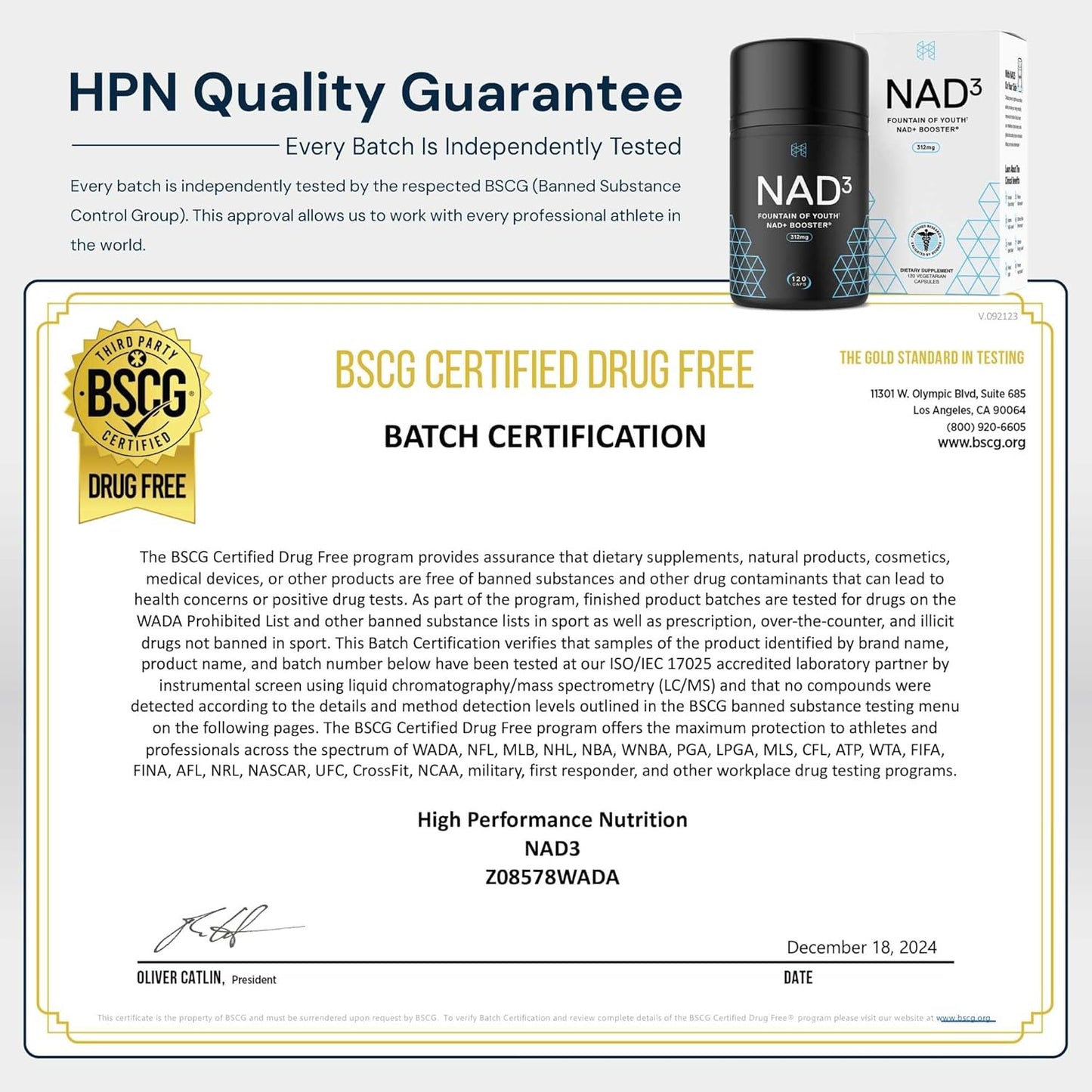 HPN NAD3 NAD+ Booster 2 Month Supply - Metabolic Repair - 120 Capsules