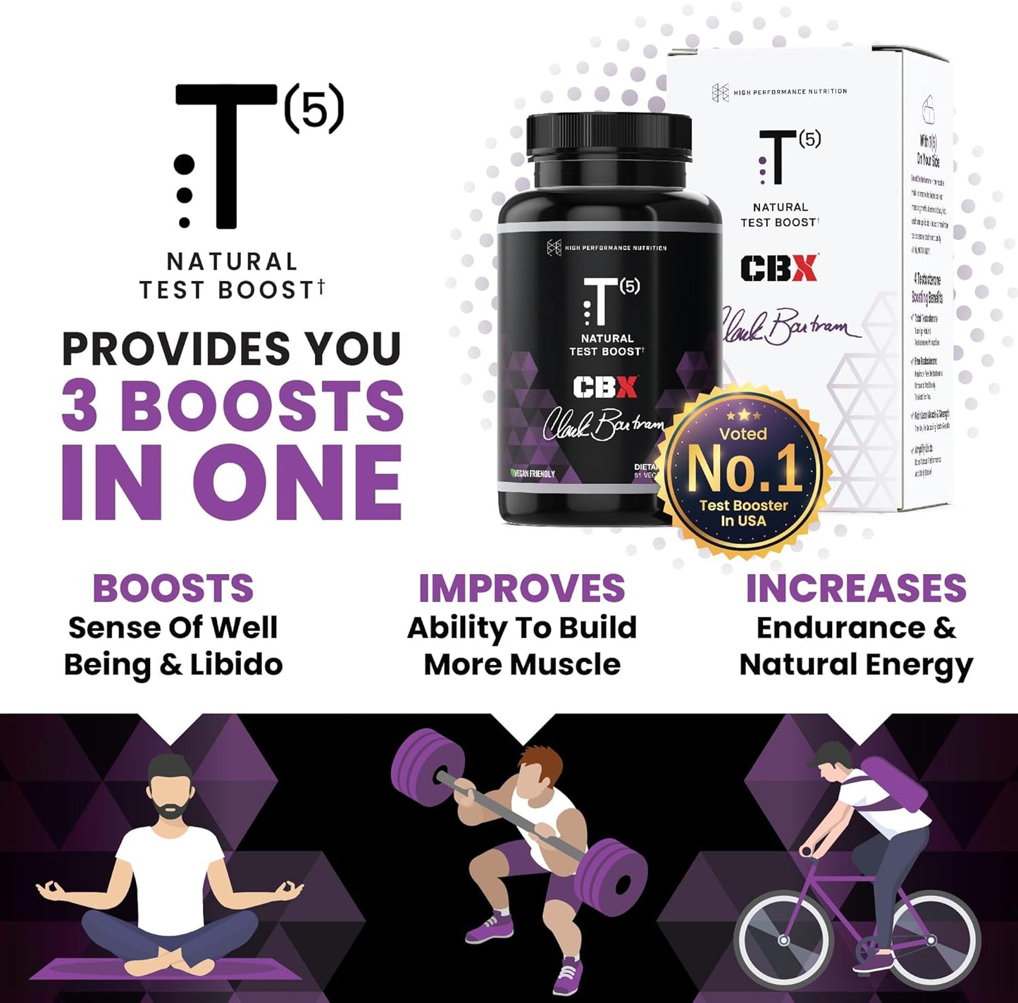 HPN Testosterone Optimization Booster with Testofen & LJ100 - Boost Energy, Endurance, & Muscle Building - 81 Vegan Capsules
