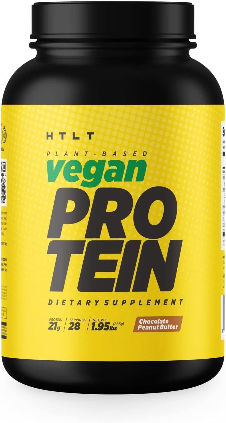 HTLT Supps Vegan Protein Powder: Chocolate Peanut Butter Blend for High-Protein Shakes & Baked Treats