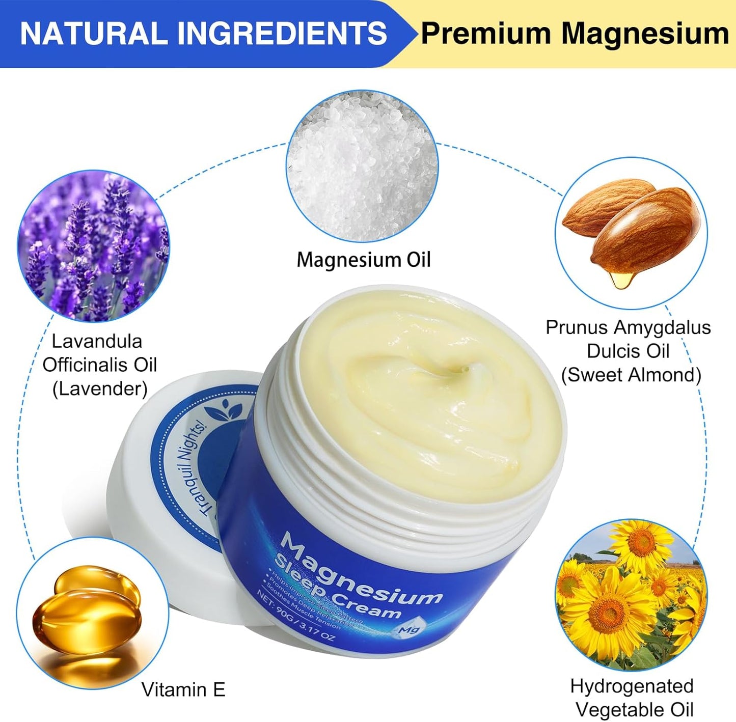 HUALIJIA Lavender Magnesium Oil Cream for Feet, 3.17 Oz - Improve Sleep Quality, Easy Absorption
