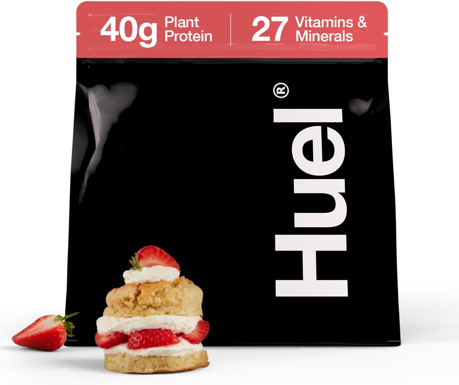Huel Black Edition Strawberry Shortcake Vegan Protein Powder - 40g, Complete Meal with 27 Vitamins, Minerals, Gluten Free - 17 Servings